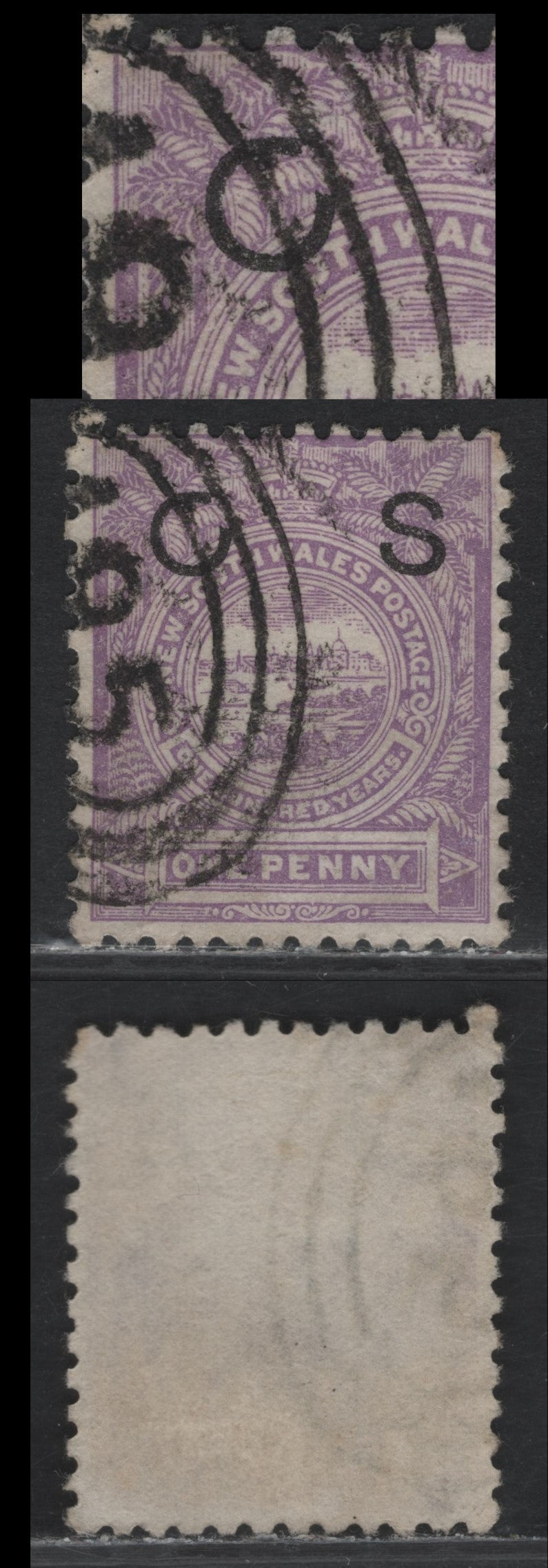 Lot 27 Austalia - New South Wales (C) SG#O39avar 1d Lilac View Of Sydney , 1888-1890 Centenary Issue, A Fine Used Single Perf 12, Overprinted OS, With Broken "O" in OS