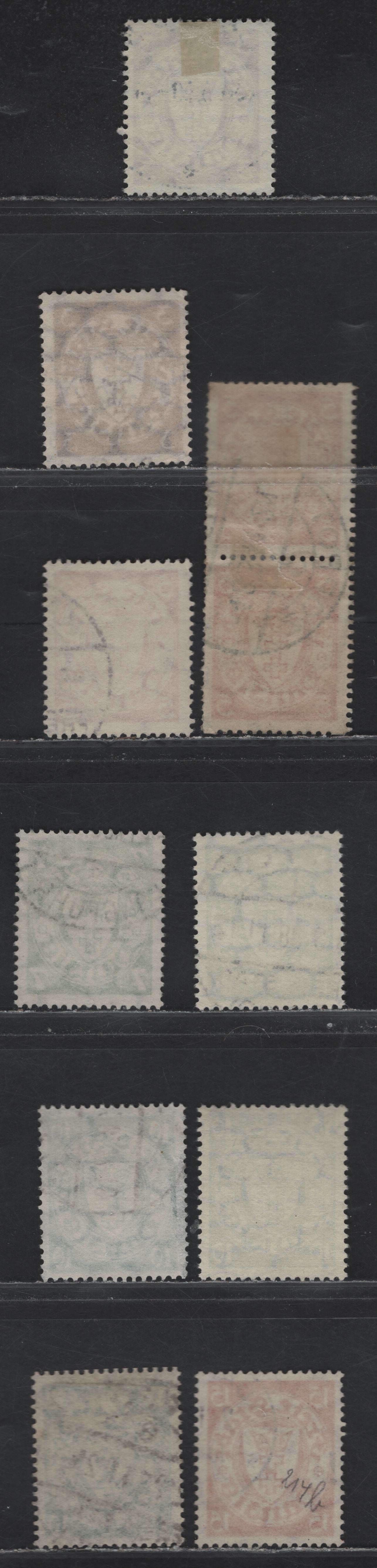 Lot 311 Danzig SC#168-a/176 (Michel #216x-y/272a) 3pf-10pf Brown - Blue Green Arms, 1924-1937 Arms Definitive Issue, 9 Fine & VF Used Singles & 1 Pair Various Papers, Including Scarce Blackish Yellow Green Shade Of 7pf