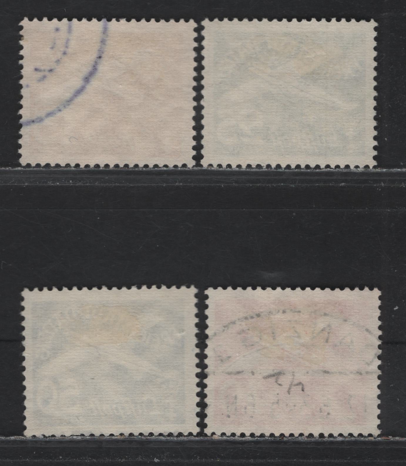 Lot 328 Danzig SC#C42-C45 (Michel #298-301) 10pf - 50pf Scarlet - Grey Blue Airplane, 1938-1939 Airmail Issue, 4 VF Used Singles Wmk Swastikas, All Dubious Cancels, Counted As Mint Hinged