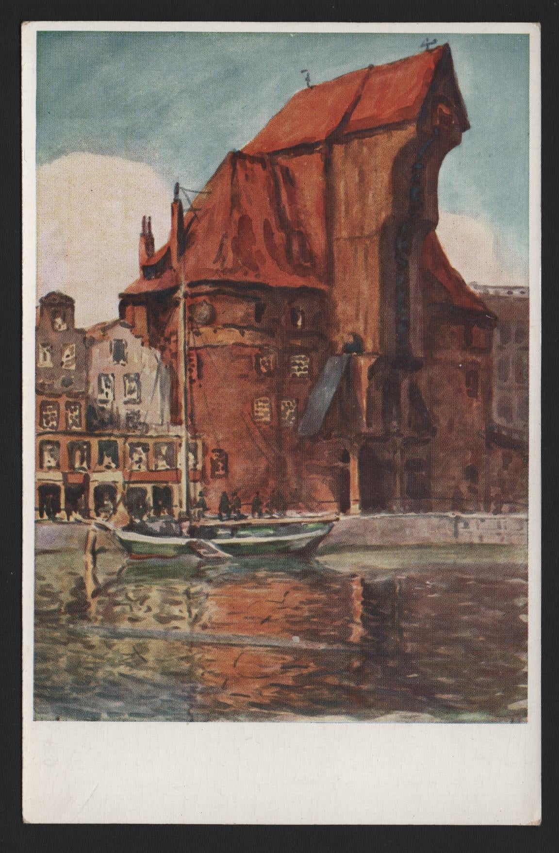 Lot 381 Danzig SC, A Very Fine Used Deco Style Color Postcard, Depicting The Water Crane (Krantor) In The Port