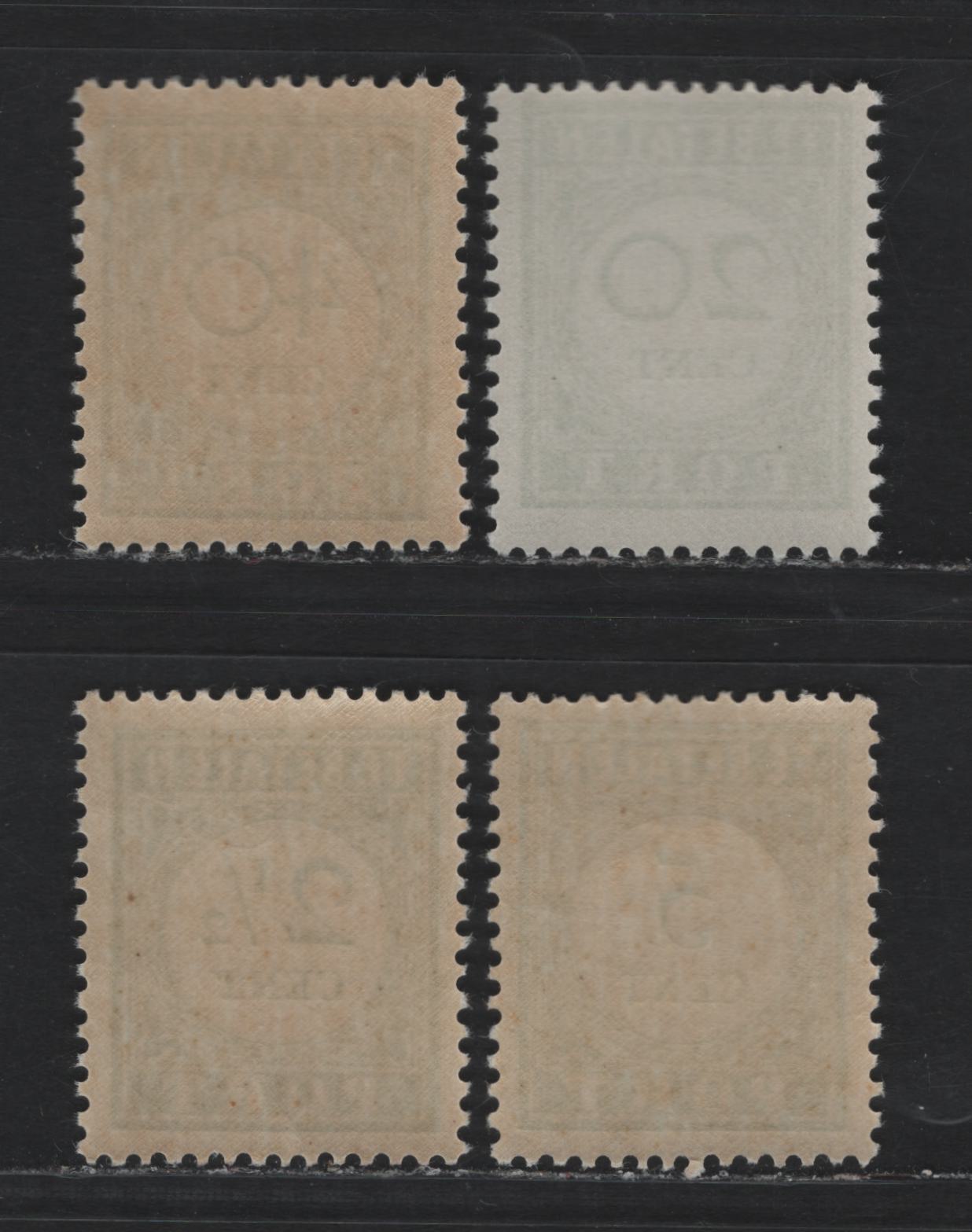 Lot 190 Netherlands Antilles SC#J21-J22, J26, J29 2.5c - 40c Green , 1915 Postage Dues, 4 F/VFNH Singles, Perf 13.5x12.5