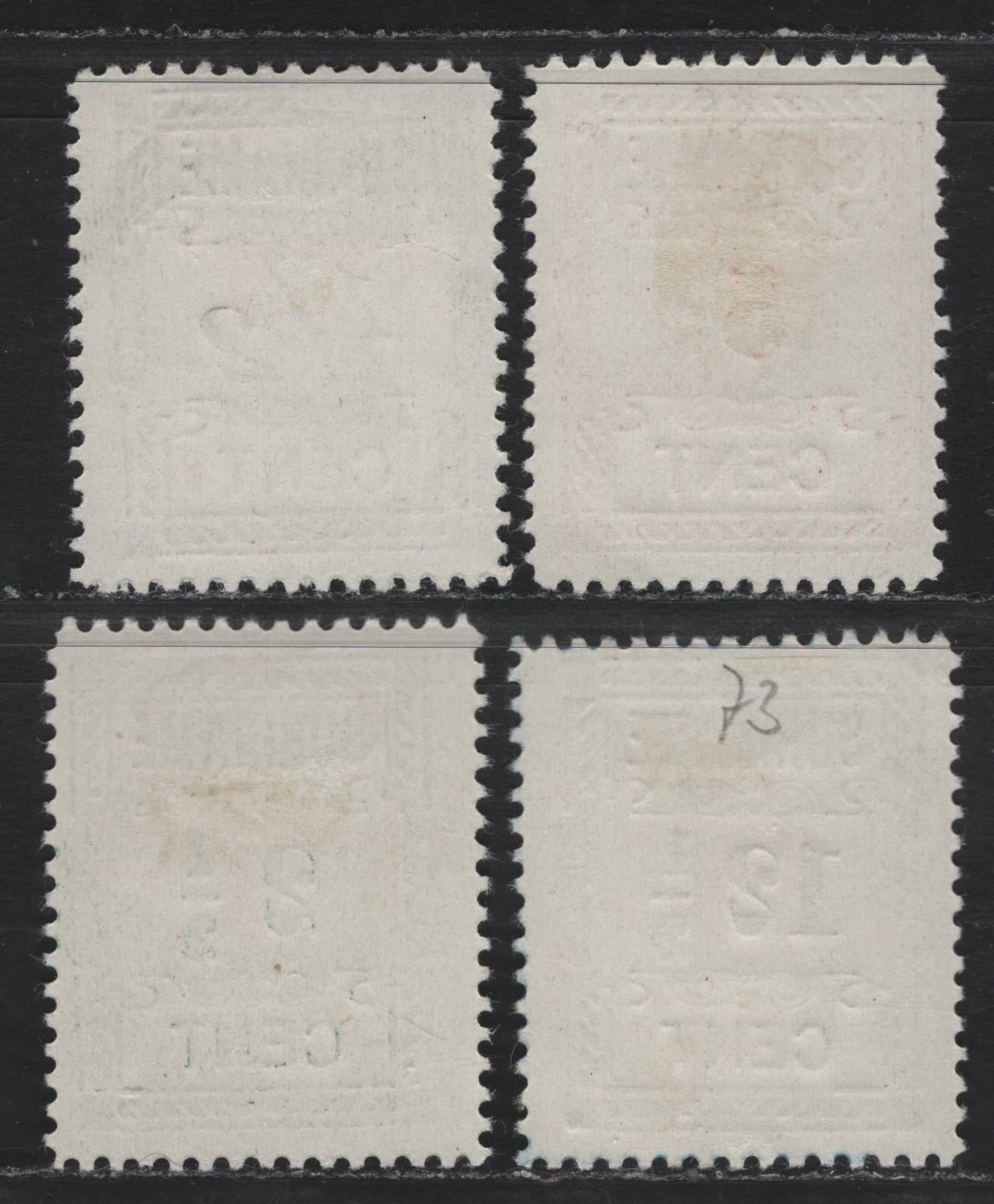 Lot 253 Surinam SC#70-73 1/2c - 12.5c Lilac - Deep Blue , 1912 Numeral Issue, 4 Fine/Very Fine Unused Singles, No Gum As Issued