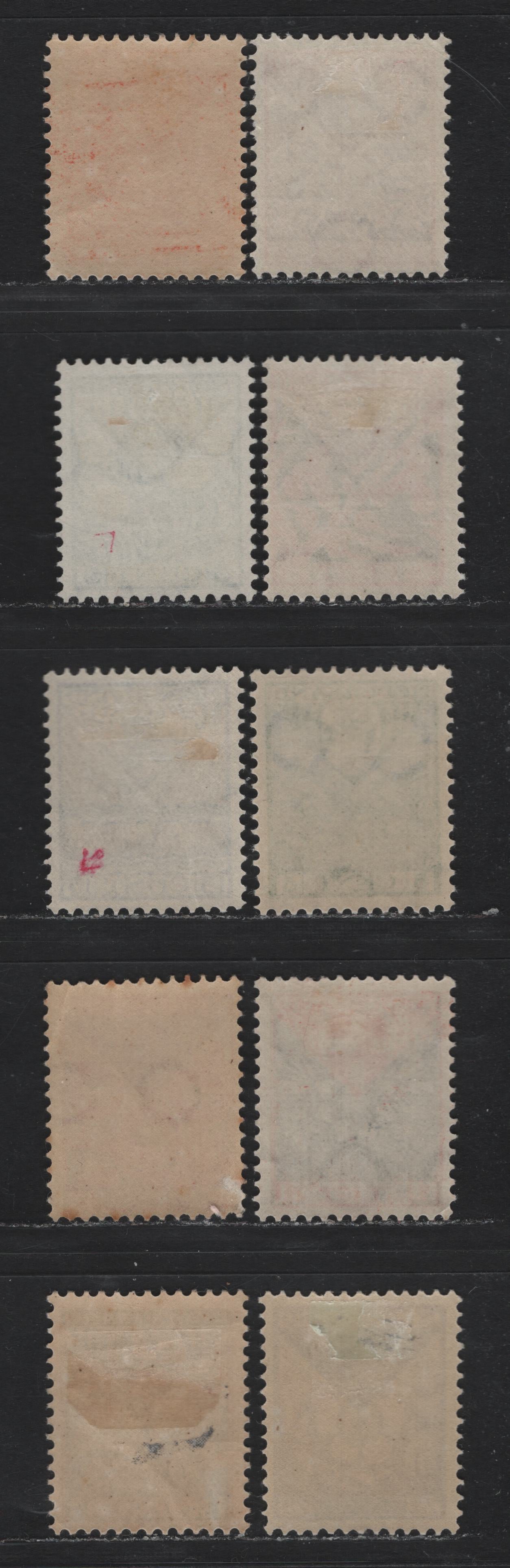 Lot 30 Netherlands SC#B9-B14, B21-B24 2c+2c - 15c+3c Green & Orange - Ultramarine & Orange-Brown , 1925-1927 Child Welfare Societies Semi Postals, 9 F/VFOG & Unused Singles, B22 Has No Gum, One Toned Perf on B14