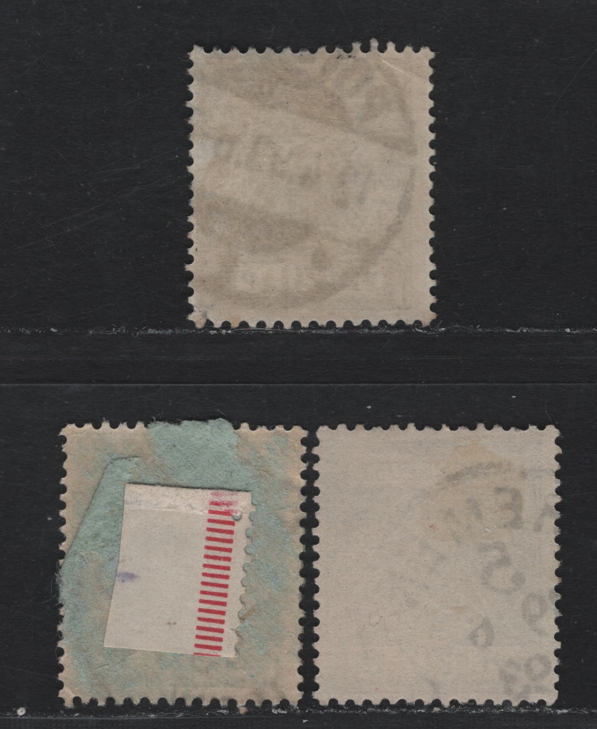 Lot 105 Germany SC#46c (48b,ba,d) 20pf Dark Blue - Medium Blue , 1889-1900 Crown & Eagle Reichpost Issue, 3 Fine Used Singles, Common Violet Ultramarine Shade For Comparison, Medium Blue Has A Corner Crease & Is Not Counted