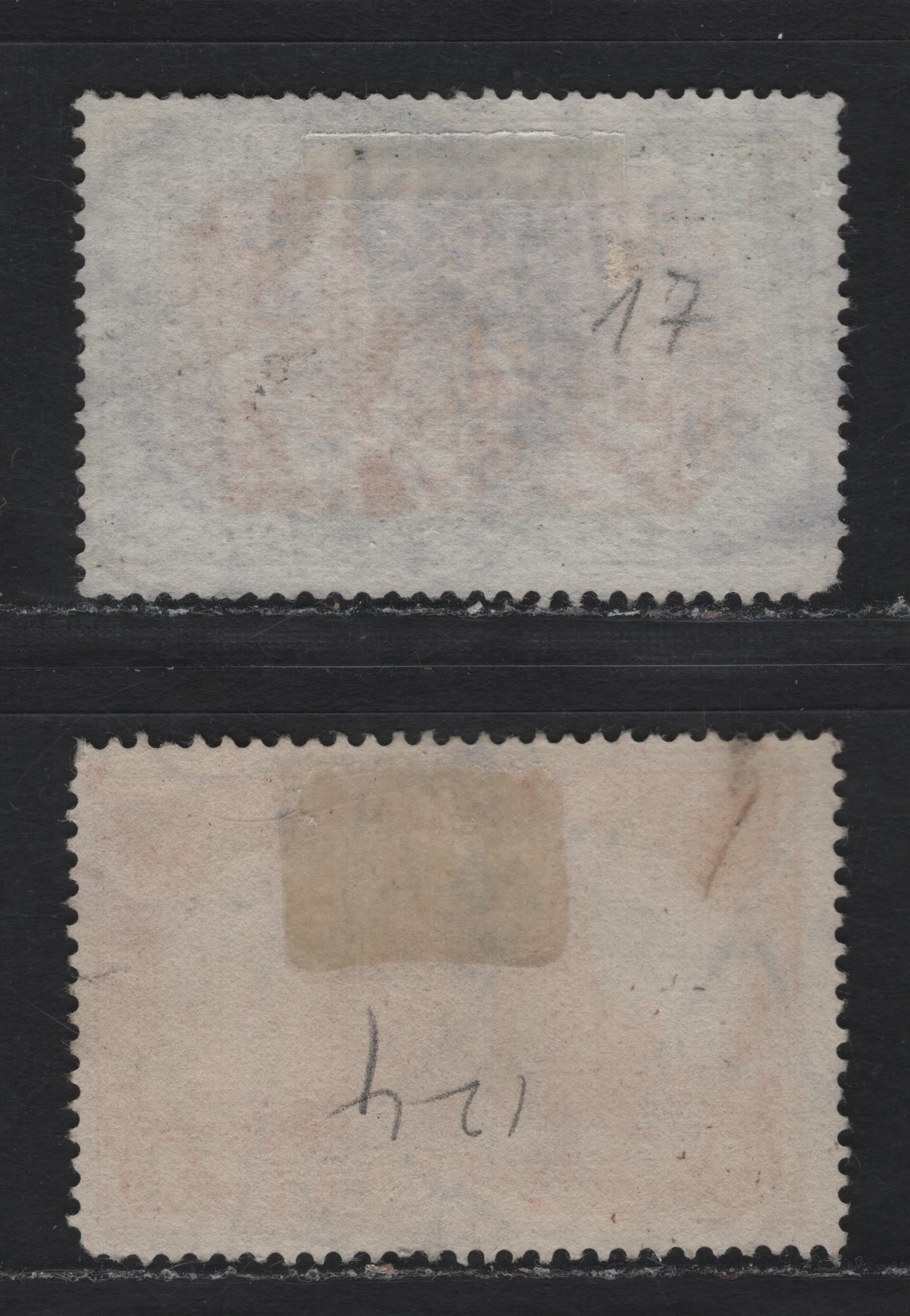 Lot 124 Germany SC#75, 78 1m - 5m Carmine Rose - Slate & Carmine , 1902-1905 Germania Issue, 2 Fine Used Singles, Perf 14, 26x17 Holes