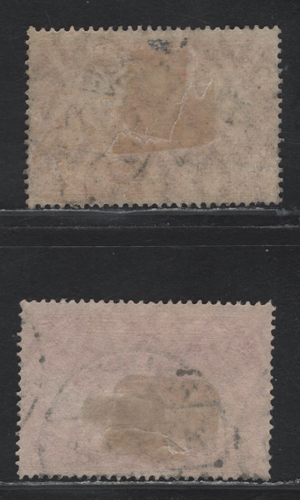 Lot 152 Germany SC#92 (94BII) 1m Dark Carmine , 1913-1920 Germania Issue, 2 Fine Used Singles, Feb 10 1920 Bocholt CDS & Feb 21 1920 Prillwitz Cancel, 25x17 Holes