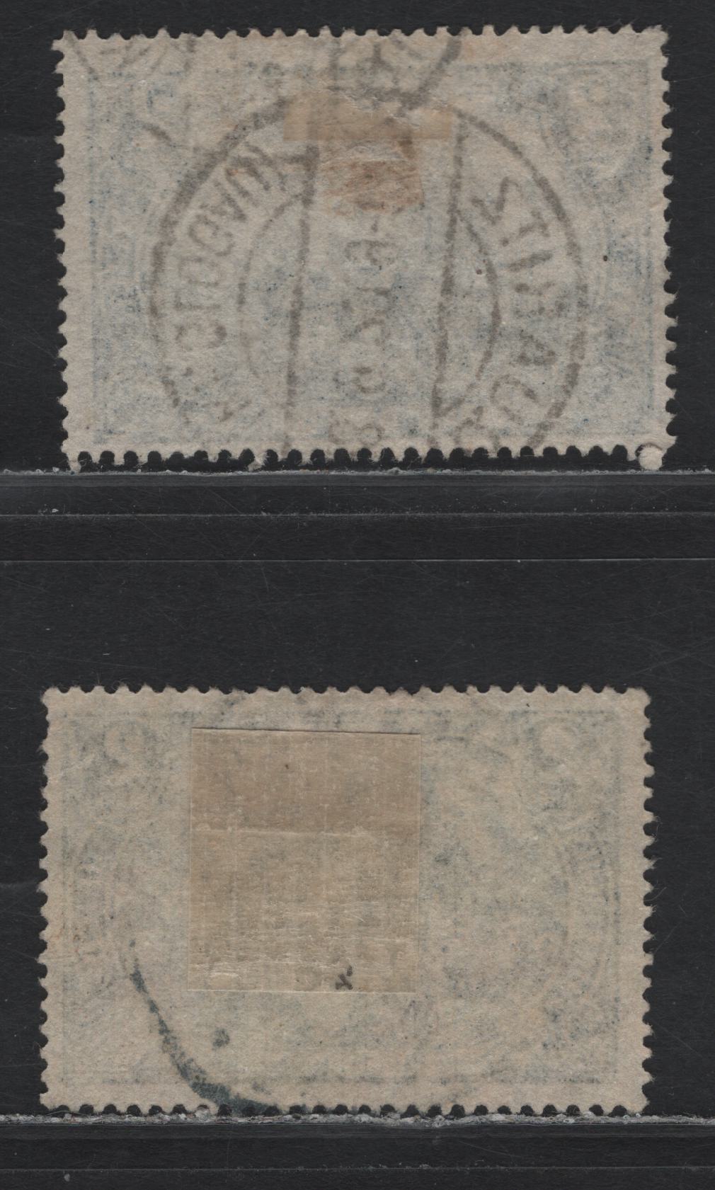 Lot 153 Germany SC#93-a (95IIBb,Bw) 2m Blackish Gray Ultramarine - Dark Cobalt Blue , 1913-1920 Germania Issue, 2 Fine Used Singles, 1920 Belsen CDS, May 1918 & 1916 Printings