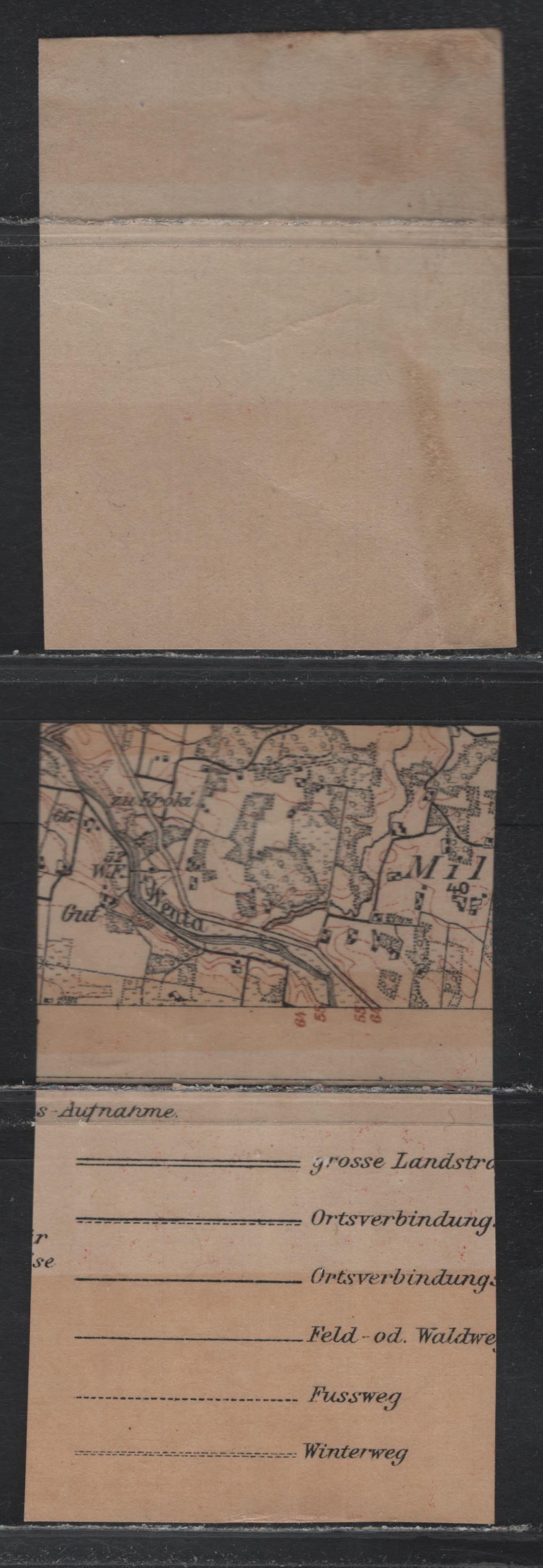 Lot 184 Latvia SC#1 5k Carmine , 1918 Arms Issue, 2 VFNH/LH Upper Sheet Margin Single & Block Of 4, Military Map Paper, Without Any Map Printing