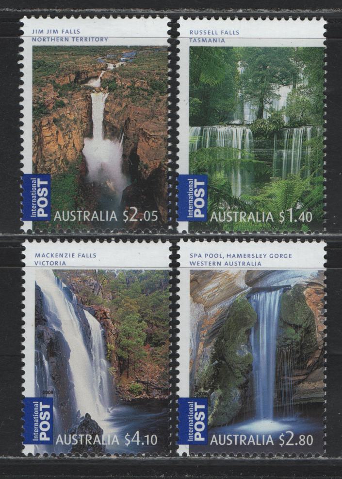 Lot 241 Australia SC#2926-2929 $1.40 - $4.10 Multicolored , 2008 Waterfalls Issue, 4 VFNH Singles