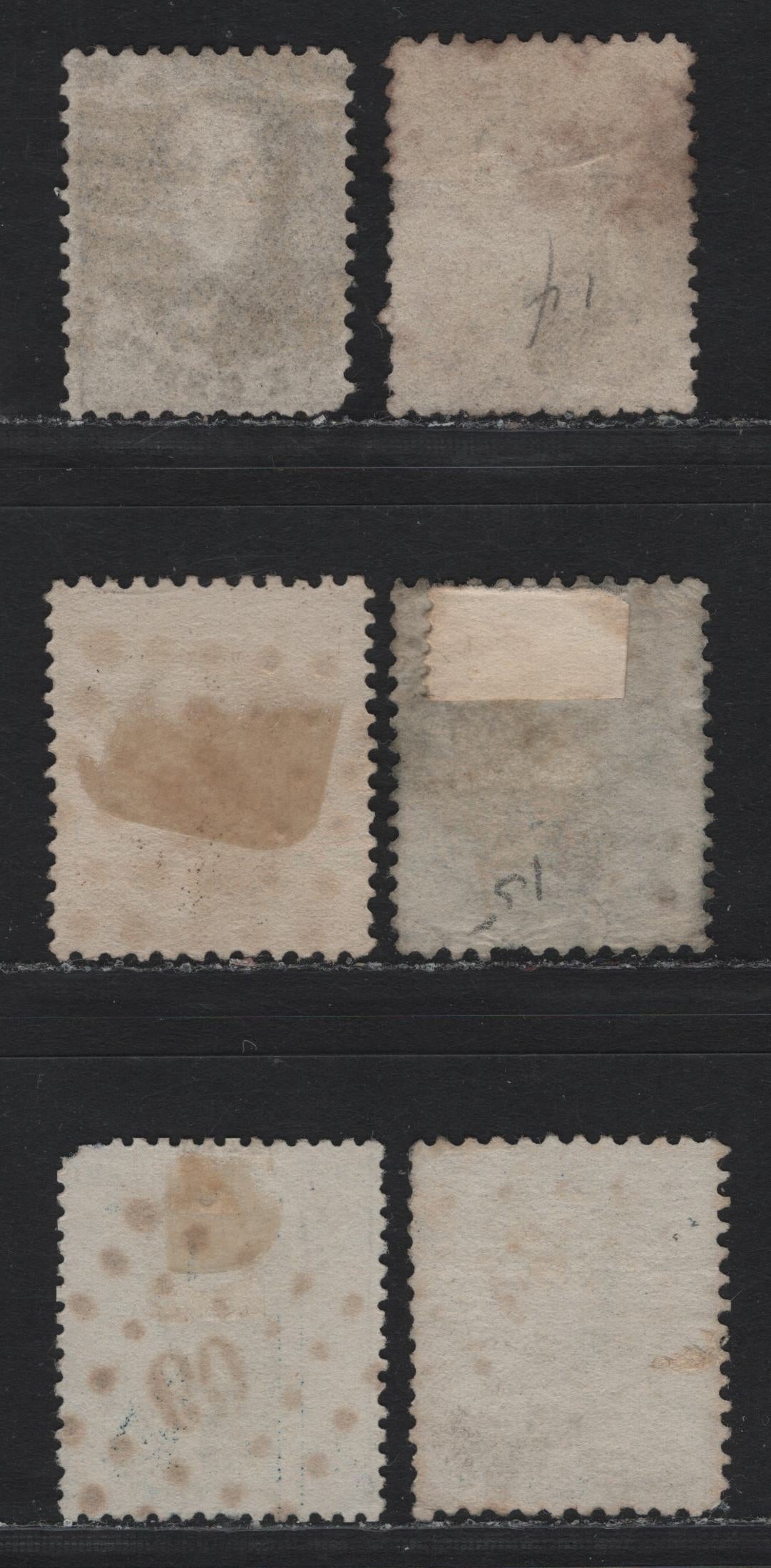 Lot 254 Belgium SC#14b,c, 15,c 10c - 20c Brown - Blue , 1863-1865 King Leopold I Issue, 6 Good/Very Good Used Singles, 10c Perf 12.5, 20c Perf 14.5 & Perf 12.5x13.5, Typical Centering & 20c Perf 14.5 Well Centered