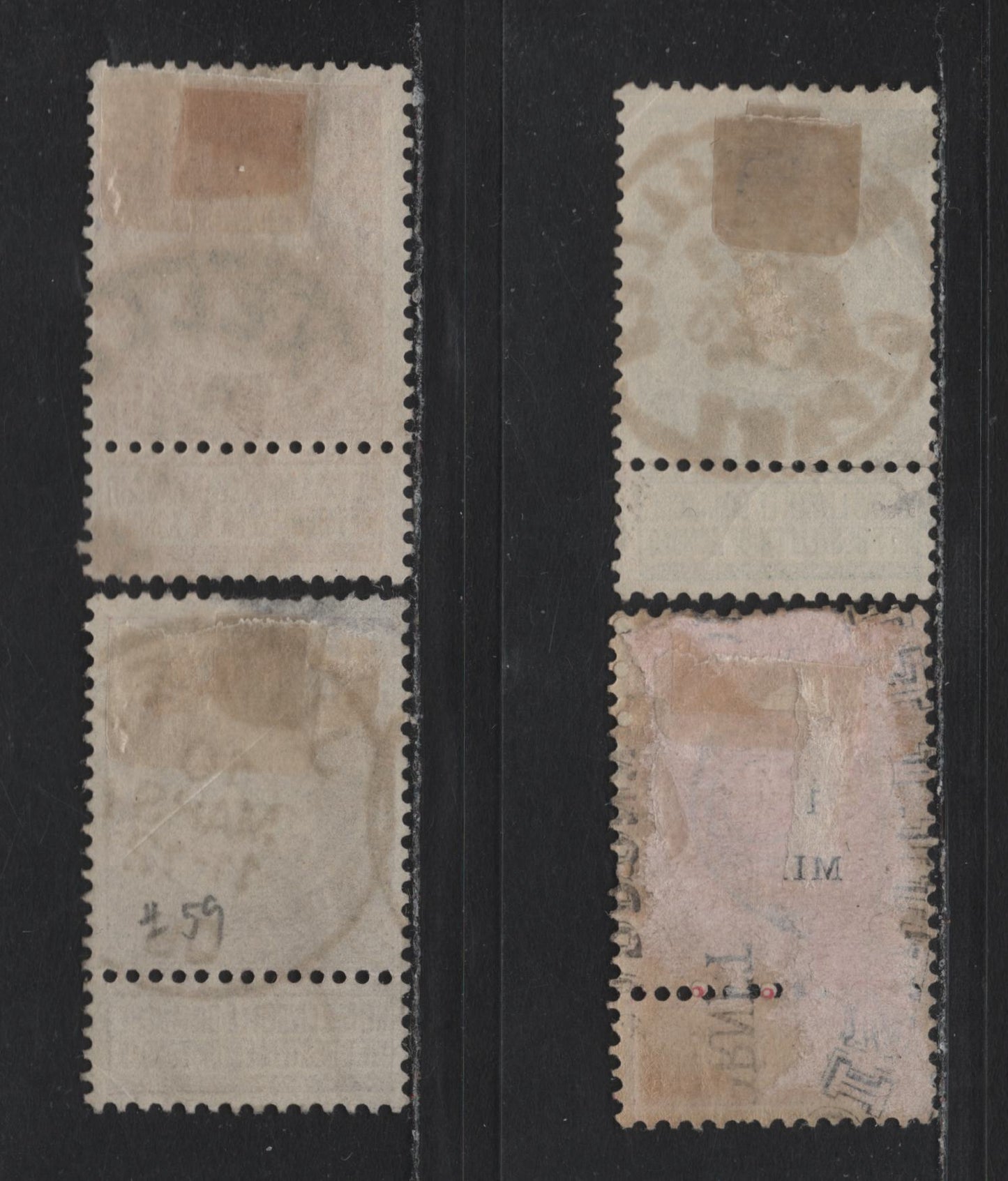 Lot 259 Belgium SC#71, 72, 73a, 75 50c-2f Grey - Lilac King Leopold II, 1893-1900 First Sunday Labels Issue, 4 Fine & VF Used Singles