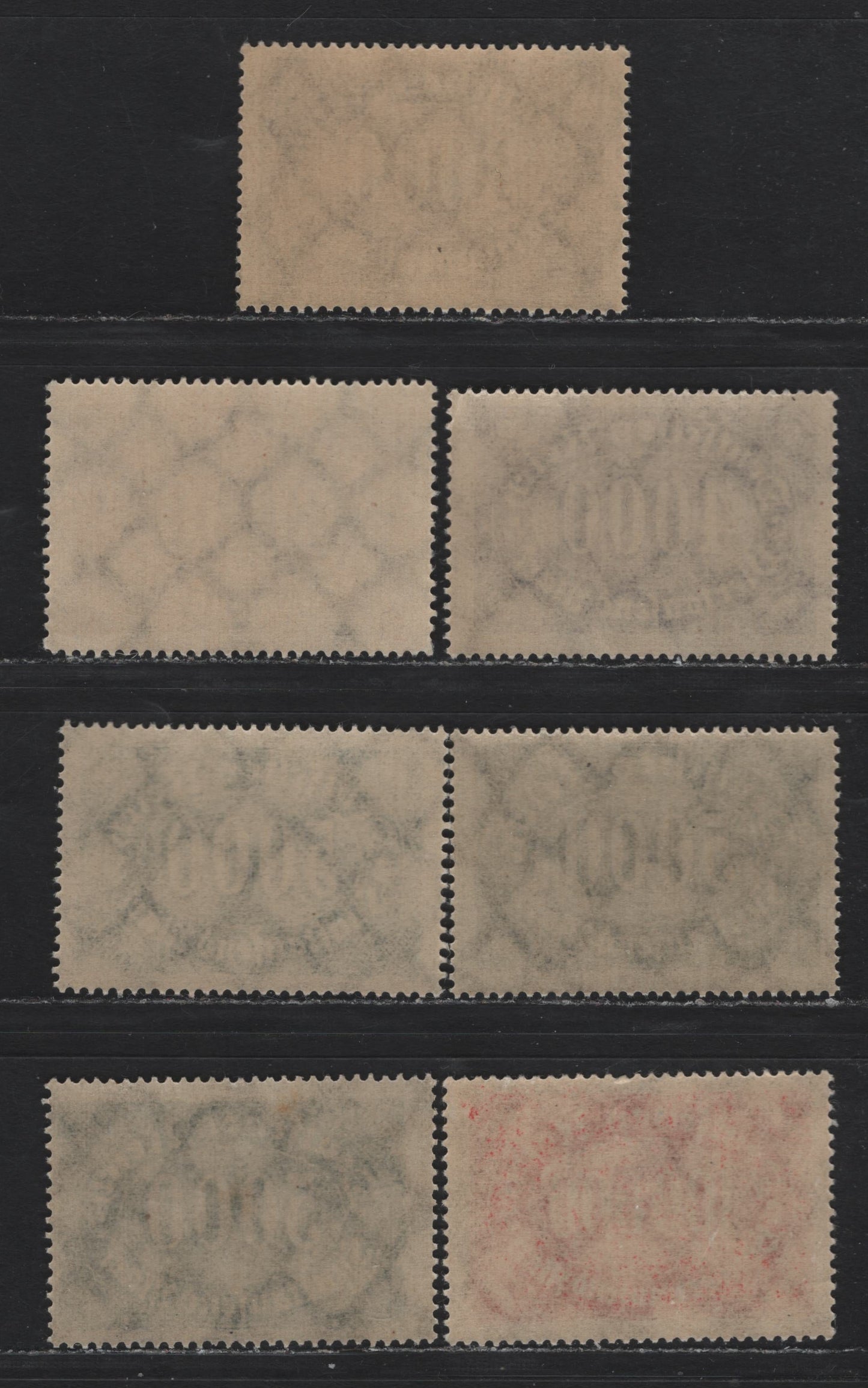 Lot 115 Germany SC#206,b, 207-209 (254b-c, 255, 256a-b, 257) 3000m - 100,000m Gray Brown - Vermillion , 1923 Numeral Issue, 7 F/VFNH Singles