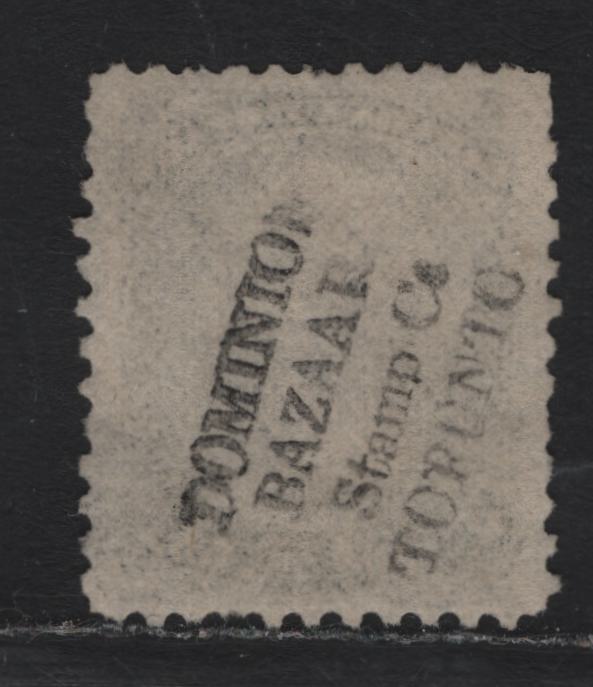 Lot 22 Canada #21vi 1/2c Black , 1868-1876 Large Queen Issue, A Fine Used Single, Paper FO-N (Bothwell), Dominion Bazaar Toronto Stamp CA Dealer Backstamp, A Couple Short & Trimmed Perfs But Otherwise Well Centered.