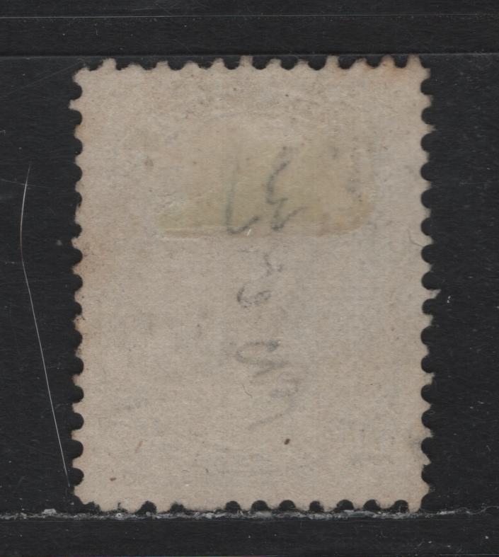 Lot 37 Canada #26iv 5c Olive Green , 1868-1876 Large Queen Issue, A Very Fine Used Single, MM-Y Paper, Perf 11.9x12.15