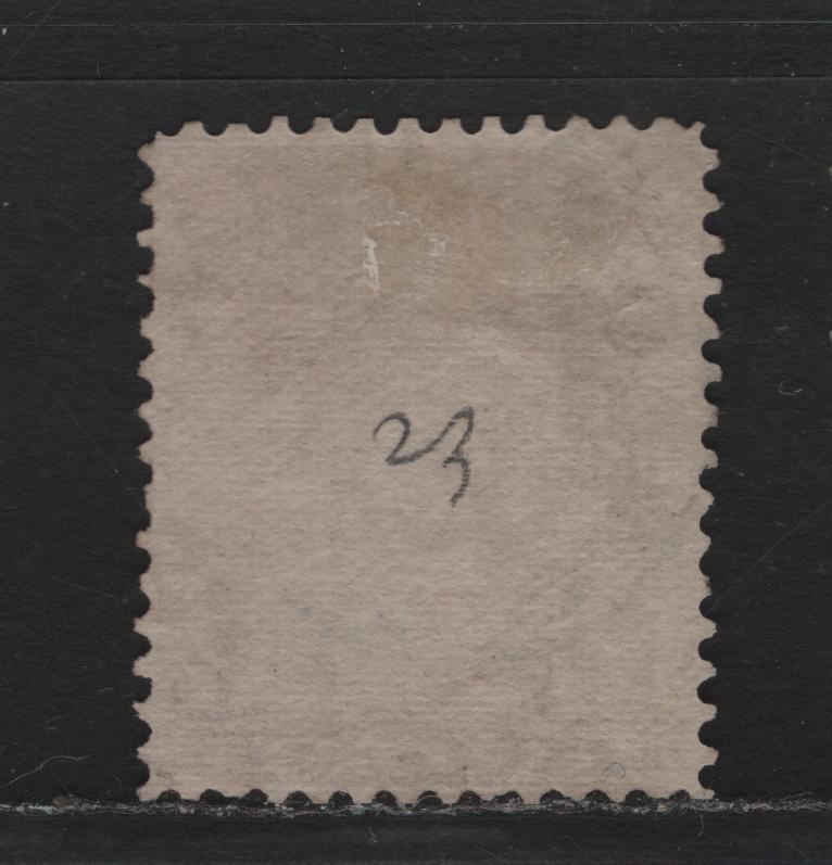 Lot 44 Canada #27a 6c Yellow Brown , 1868-1876 Large Queen Issue, A Good Used Single, FO-D Paper, Perf 12x11.9, Small Corner Crease At UL.