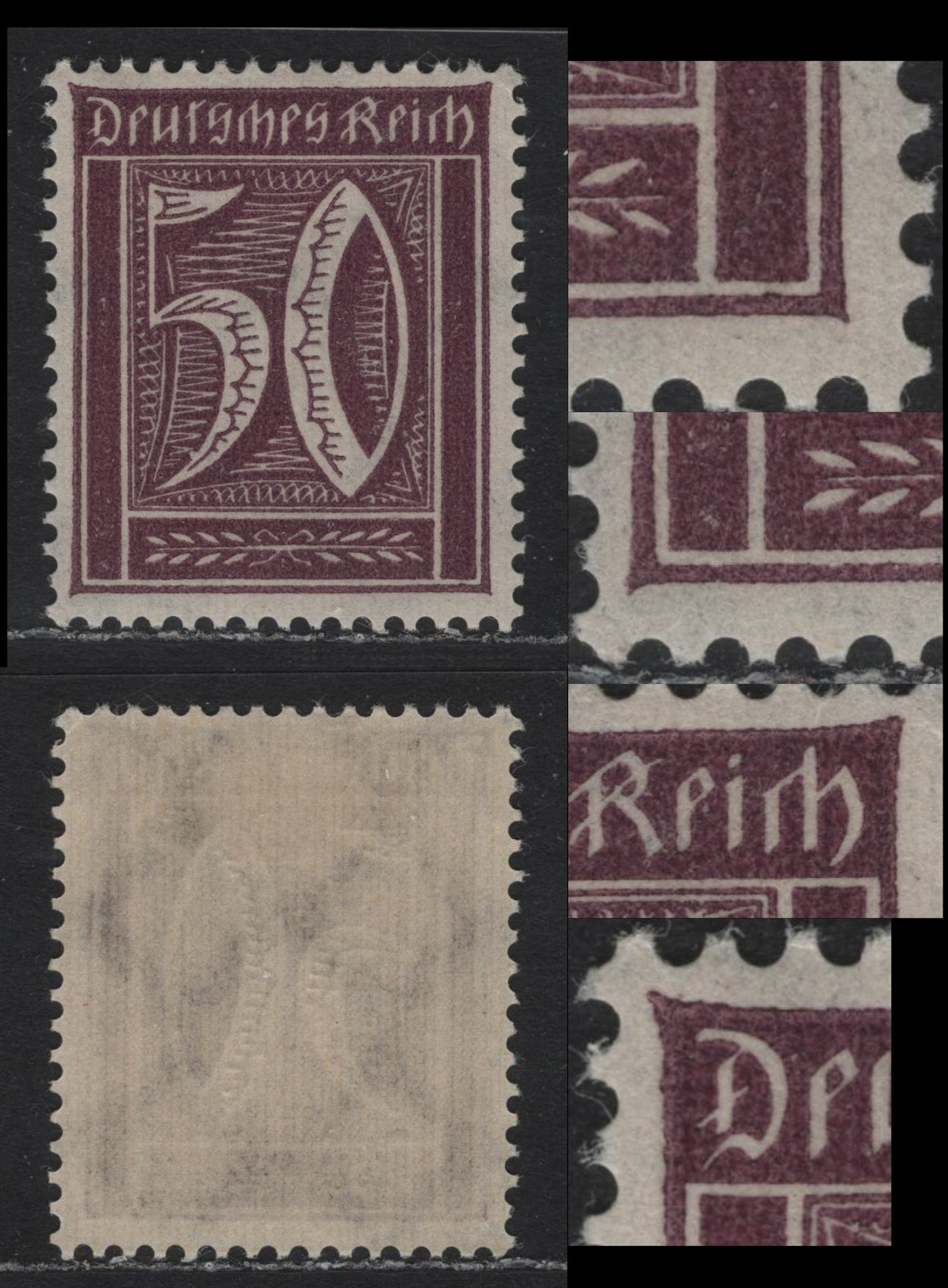 Lot 78 Germany SC#164/180 (180/205w) 50pf Blackish Brown Purple , 1921-1922 Numeral, Worker & Post Horn Issue, A VFNH Single, Pointed Corner Framelines Instead Of The Normal Square Corners