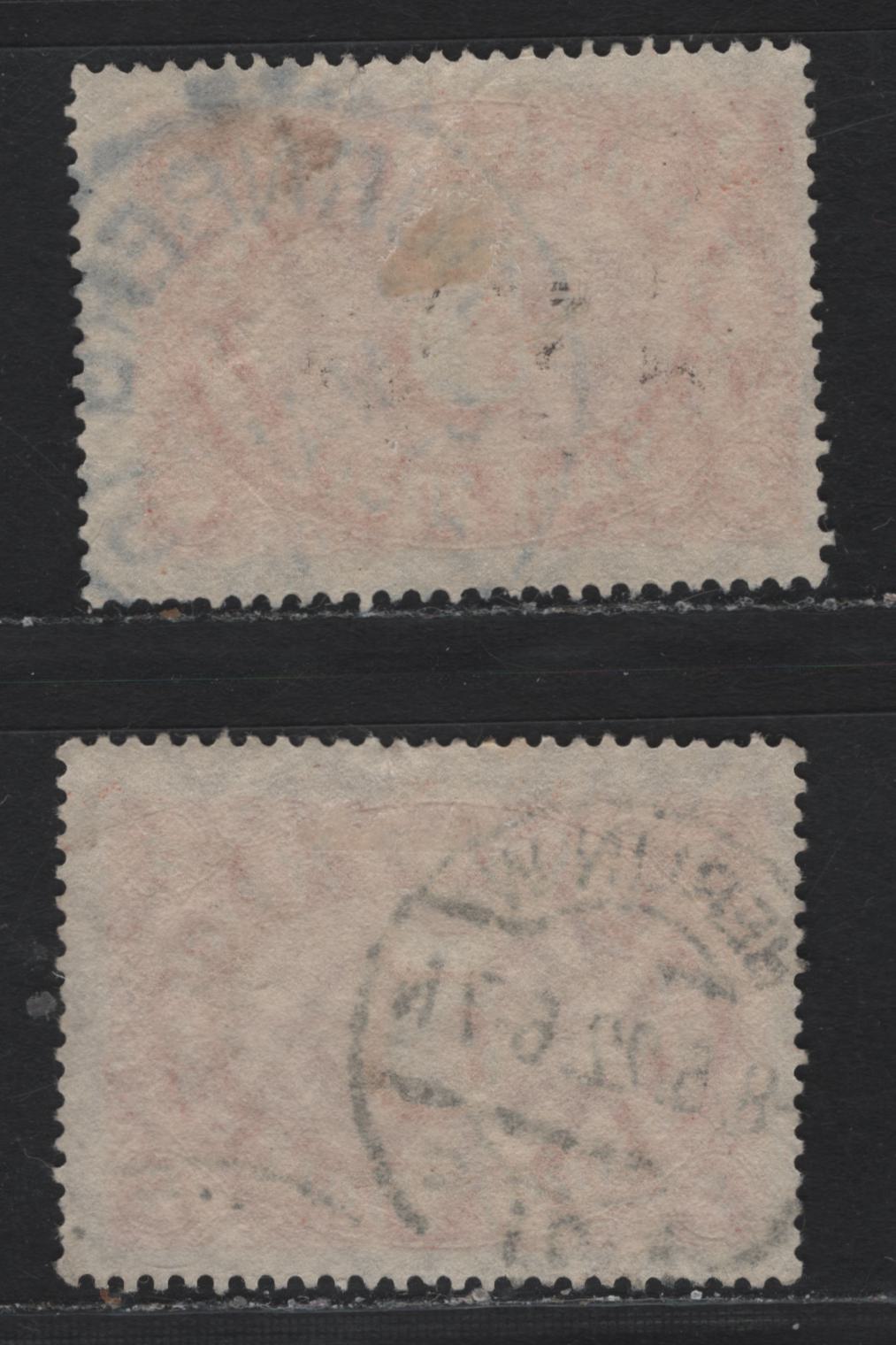 Lot 90 Germany SC#153,b (174a,c) 5m Red Orange & Reddish Orange , 1921 Numeral Issue, 2 Fine Used Singles, Lozenges Wmk, Scarce Red Orange Shade Has May 1 1922 Nurnberg Cancel, Other Has May 8 1922 Berlin Cancel.