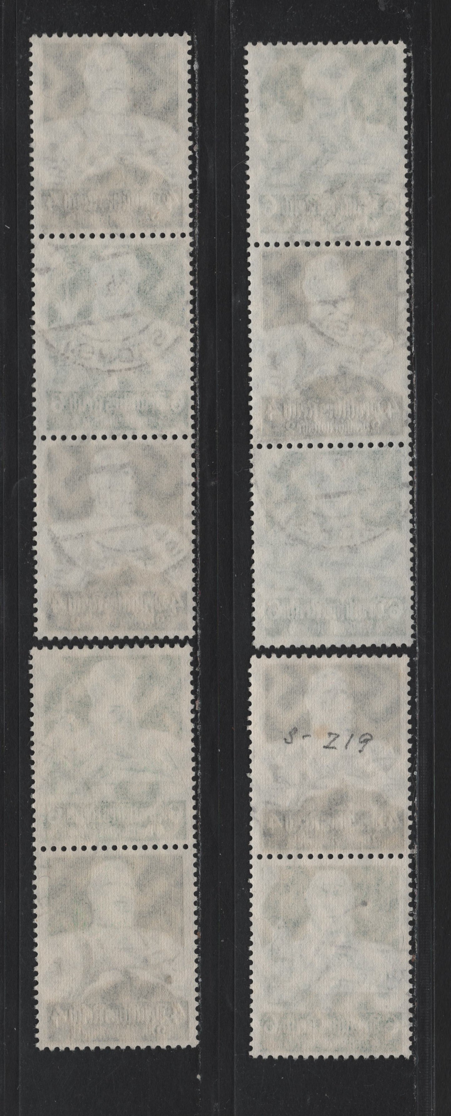 Lot 118 Germany SC#B60, B62 4pf+2pf - 6pf+4pf Black - Dull Green , 1934 Semi Postal Issue, 4 Very Fine Used Vertical Booklet Pairs & Strips Of 3