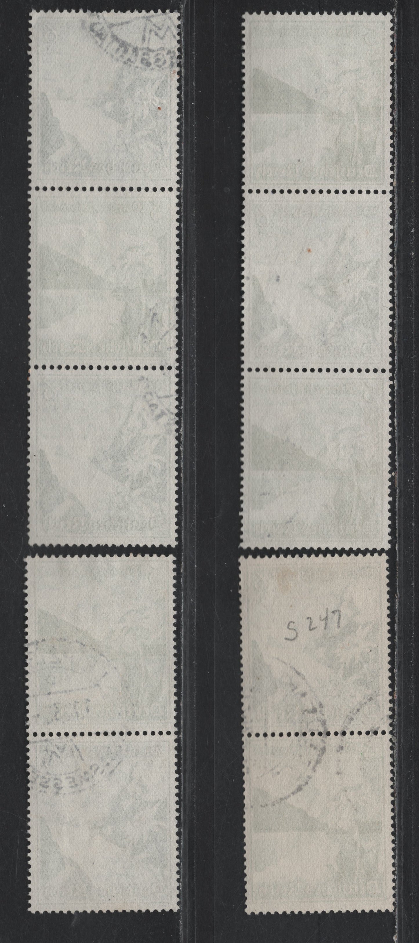 Lot 141 Germany SC#B125-B126 (S245-S248) 5pf+3pf - 6pf+4pf Emerald - Dark Green , 1938 Winter Help Semi Postal Issue, 4 Very Fine Used Vertical Booklet Pairs & Strips