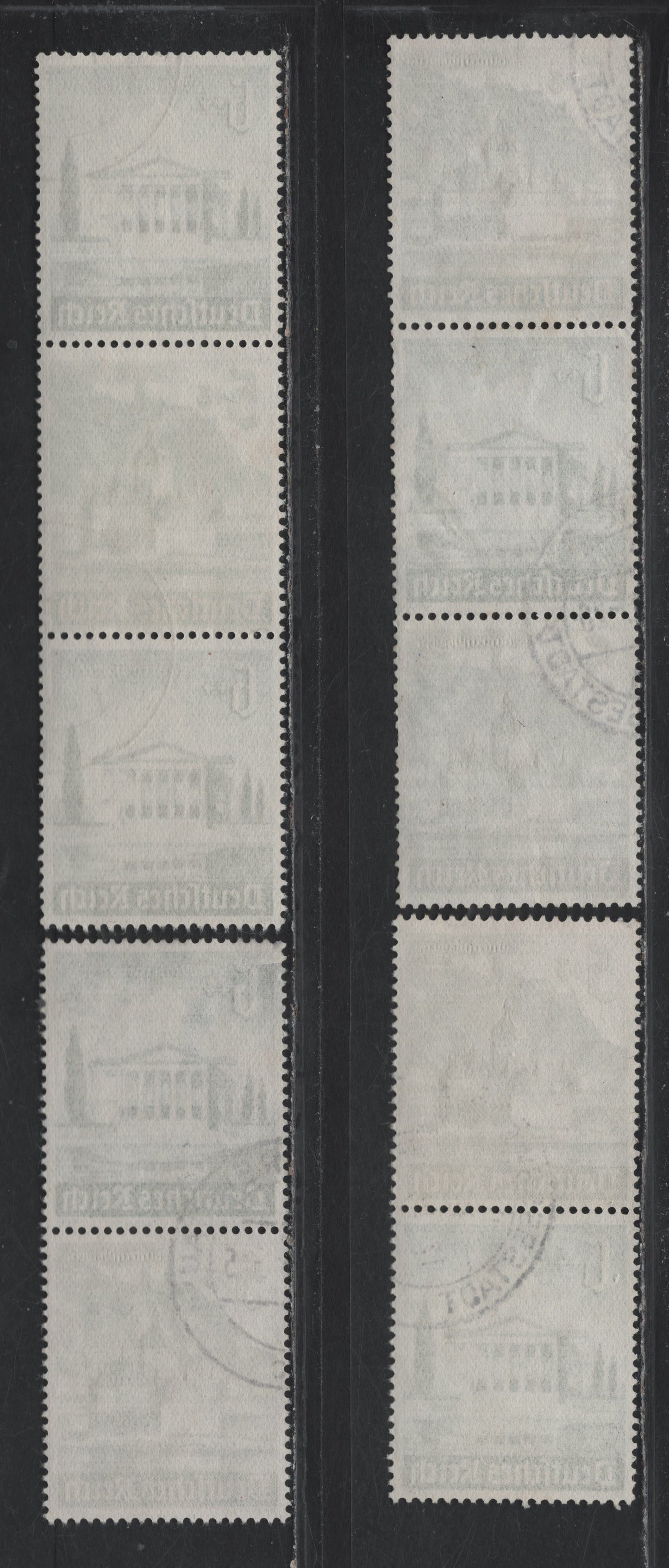 Lot 149 Germany SC#B179-B180 (S258-S261) 5pf+3pf - 6pf+4pf Yellow Green - Dark Green , 1940 Buildings Winter Help Issue, 4 Very Fine Used Vertical Booklet Pairs & Strips