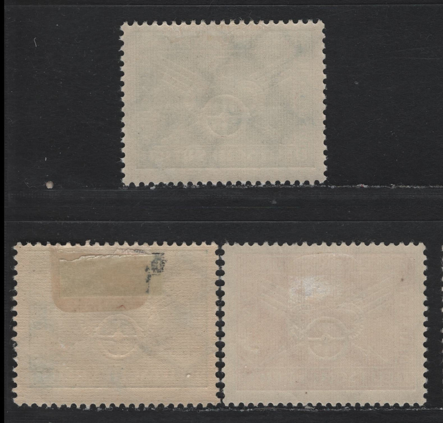 Lot 192 Germany SC#345-346 (370x-y, 371x) 5pf - 10pf Green - Vermillion , 1925 German Traffic Exhibition Issue, 3 F/VFOG Singles, 5pf With Normal & Sideways Wmks