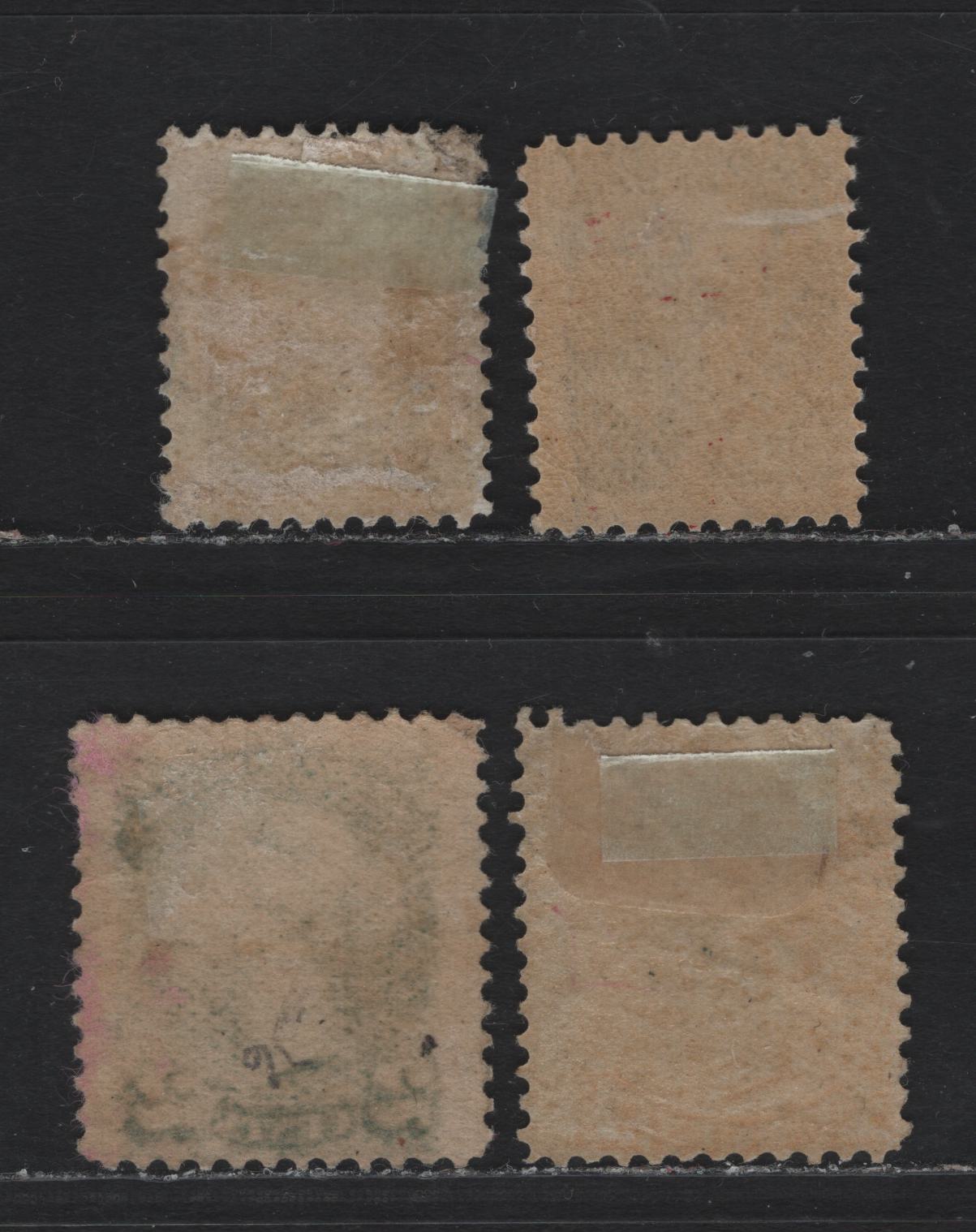 Lot 2 Canada #34, 35i, 36i 1/2c - 2c Black - Green Queen Victoria, 1870-1893 Small Queen Issue, 4 G/VGOG Singles, A Selection of Second Ottawa Printings, Unchecked As To Paper & Perf, With The 2nd Having Interesting Markings In The 2's.