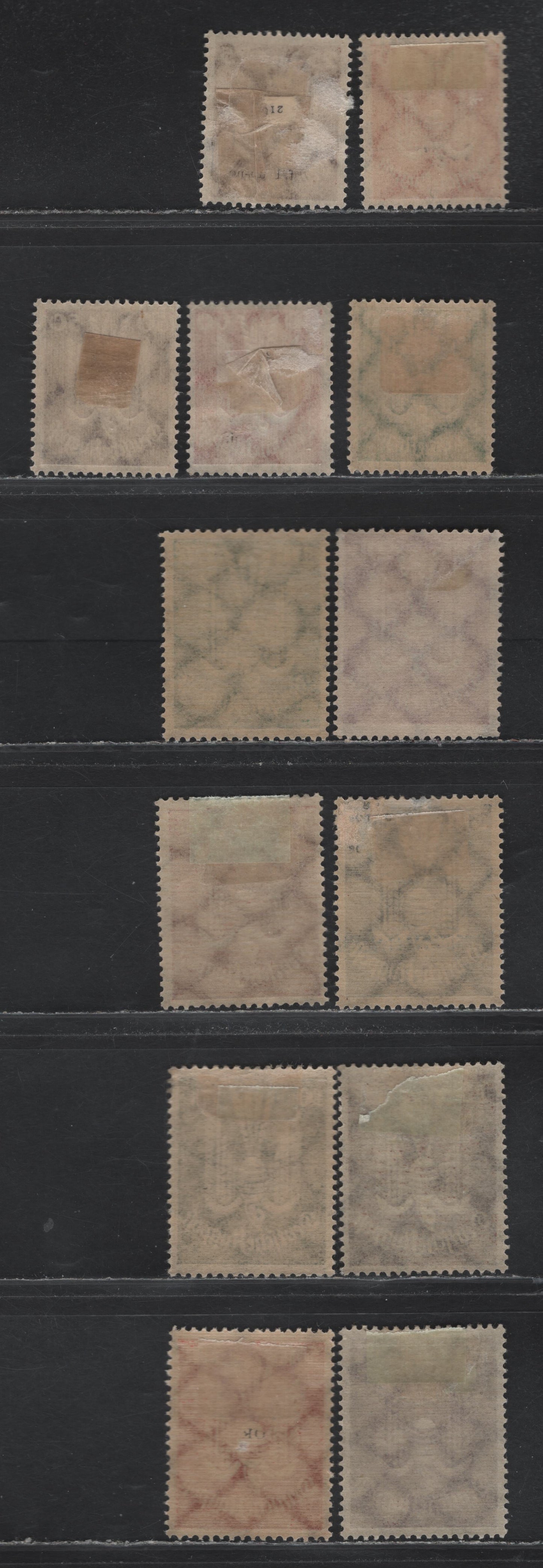 Lot 242 Germany SC#C3-C14 (210-218, 235-237, 216b) 25pf - 100m Chocolate - Olive Green & Rose , 1922-1923 Carrier Pidgeon Airmail Issue, 13 F/VFOG Singles, Both Carmine-Red & Lilac Red Shades Of The 2m
