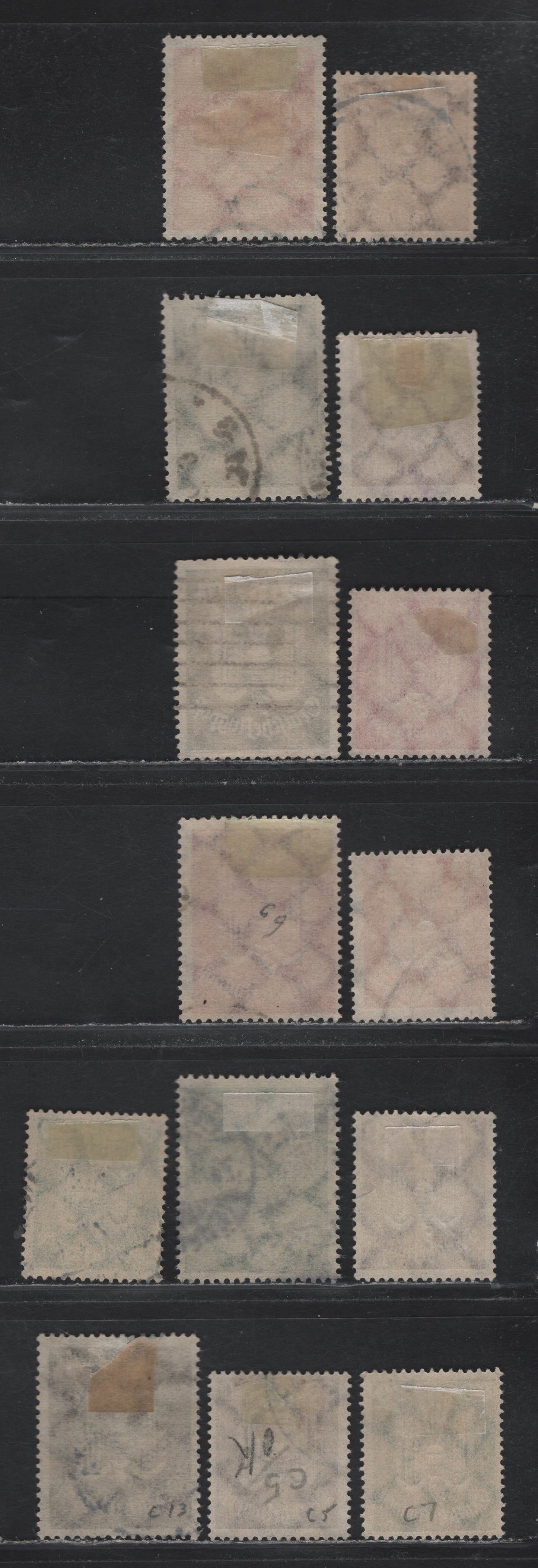 Lot 244 Germany SC#C3-C9, C11, C13-C14 (210/218, 236-237) 25pf - 100m Chocolate - Olive Green & Rose , 1922-1923 Carrier Pidgeon Airmail Issue, 14 Fine/Very Fine Used Singles, Selection of Posthumous, Forged Or Favor Cancels