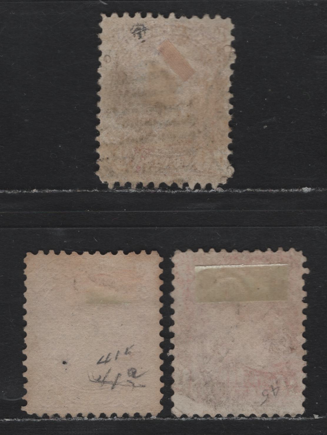 Lot 27 Canada #45a-b 10c Brownish Rose - Deep Dull Rose Queen Victoria, 1888-1897 Small Queen Issue, 2 Very Good/Fine Used Singles, Second Ottawa Printings, Perfs 12.1x11.9, 12.1 & 12x12.1, MG-I, LM-G & LM-O Papers.