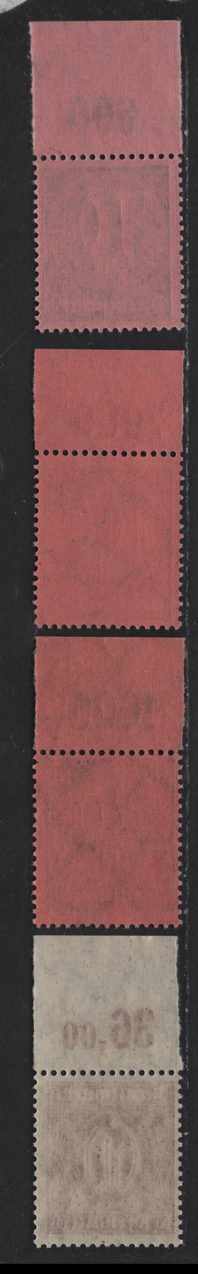 Lot 290 Germany SC#O9, O17, O19, O21 (66aPOR, 68APOR, 72POR, 74POR) 10m - 100m Dark Opal Green on Rose - Rose Red on Rose , 1922-1923 Numeral & German Eagle Official Issue, F/VFNH Top Sheet Margin Singles, Value Counters