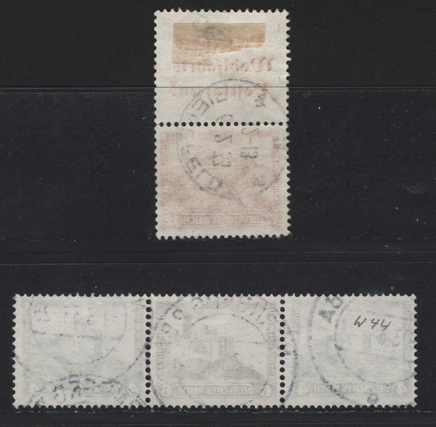 Lot 62 Germany SC#B44-B46 (S101,W44) 4pf+2pf - 12pf+3pf Light Blue - Light Red , 1932 Charity Semi Postal Issue, 2 Fine Used Vertical Stamp-Label Booklet Pair & Horiz Strip Of 3, February 6 1933 Bielefeld & March 9 1933 Nuremburg CDS Cancels