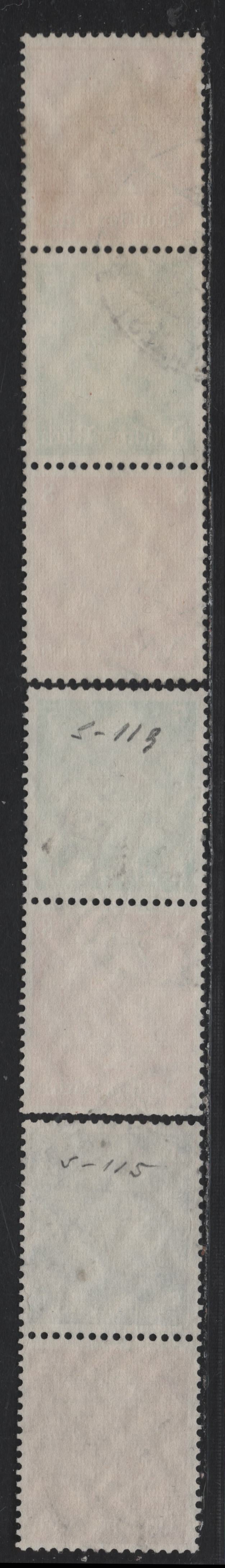Lot 71 Germany SC#415-416, 418, 420 (S115, S119, S120) 1pf - 8pf Black - Orange , 1933-1936 Hindenberg Issue, 4 Fine/Very Fine Used Vertical Booklet Pairs & Strip Of 3