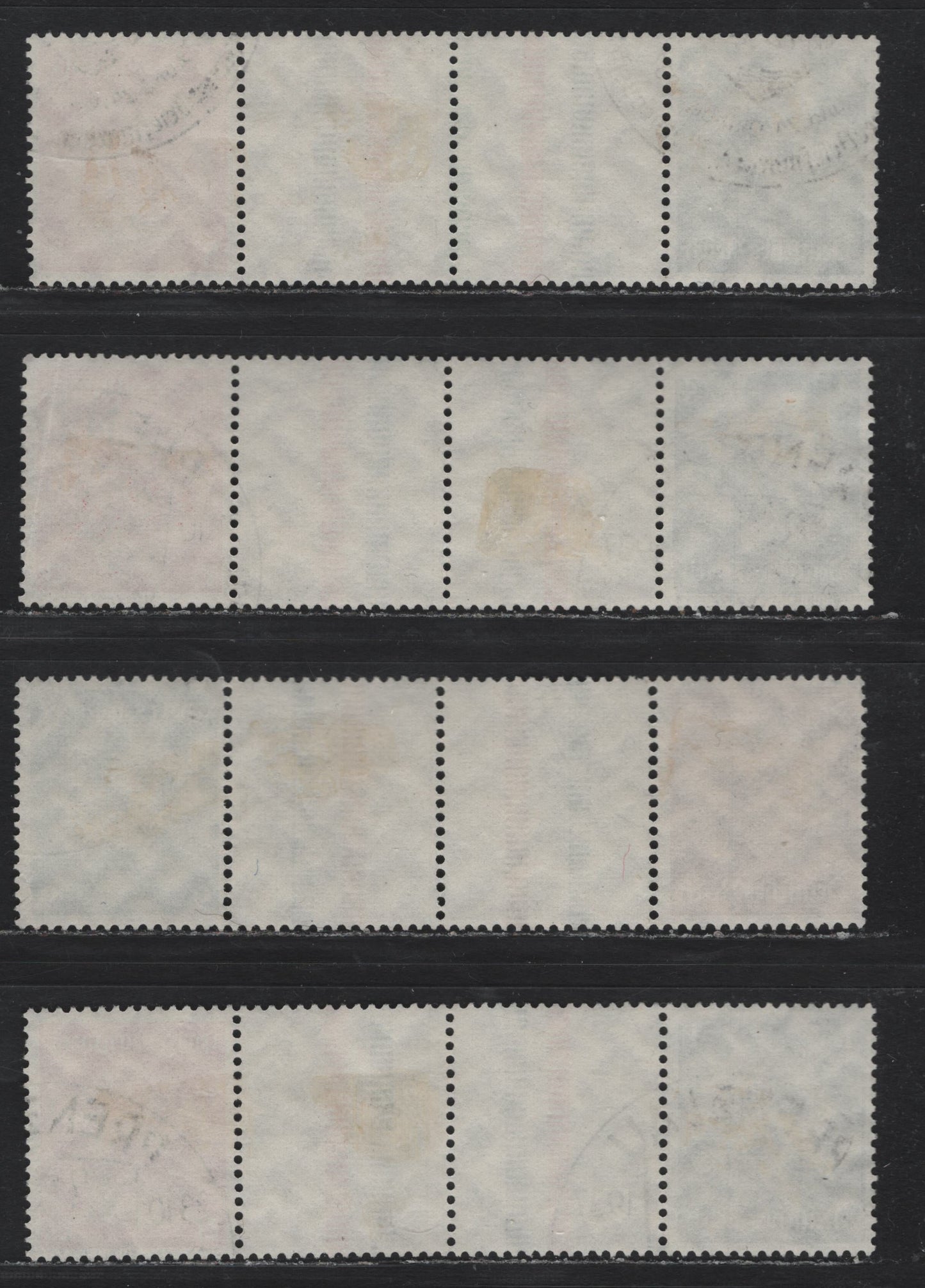 Lot 83 Germany SC#415/422 (KZ26, KZ27.1, KZ28, KZ29.2) 1pf - 12pf Black - Deep Carmine , 1933-1936 Hindenberg Issue, 4 Very Fine Used Tete-Beche Booklet Cutter Pairs, 14mm Spacing (3+6pf), 6+8pf Having 5 Bars Inside The Gutter