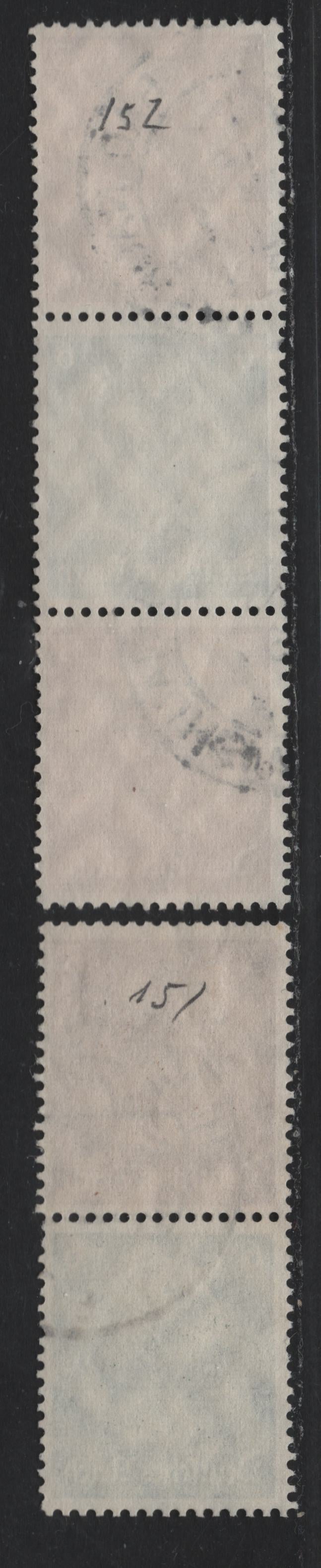 Lot 86 Germany SC#416, 419 (S151-S152) 3pf - 6pf Brown - Dark Green , 1933-1936 Hindenberg Issue, 2 Very Fine Used Vertical Booklet Pair & Strip Of 3