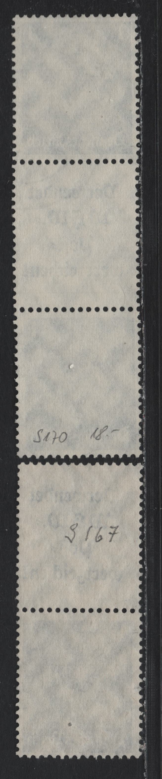 Lot 92 Germany SC#415 (S167-S168) 1pf Black , 1933-1936 Hindenberg Issue, 2 Fine Used Label-Stamp Booklet Pair & Stamp-Label-Stamp Booklet Strip of 3