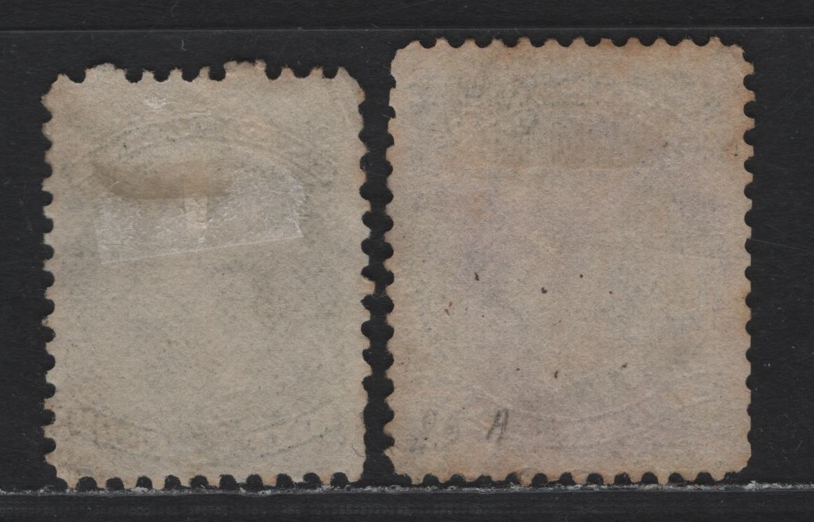 Lot 11 Canada #21a, 30a 1/2c - 15c Black - Slate Queen Victoria, 1868-1876 Large Queen Issue, 2 Good/Very Good Used Singles, Perfs 11.6x12 (1/2c) & 12 (15c), Vertical Wove Paper, Unchecked As To Specific Type.