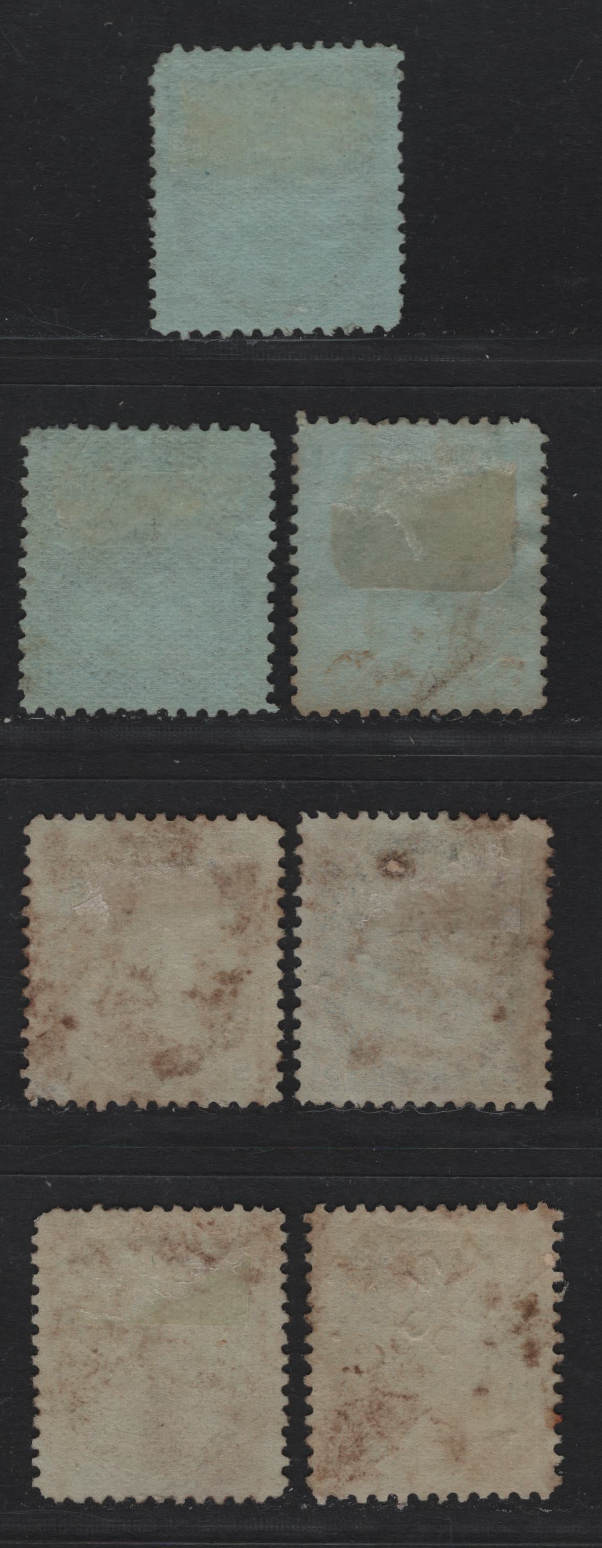 Lot 111 Canada (C) #79,b 5c Blue Queen Victoria, 1898-1902 Numeral Issue, 7 Very Fine used Singles, ABN-SS, ABN-UUUU & ABN-VVVV Papers, Perfs 12, 11.9x12 & 12.11.9, Some Shade Differences.