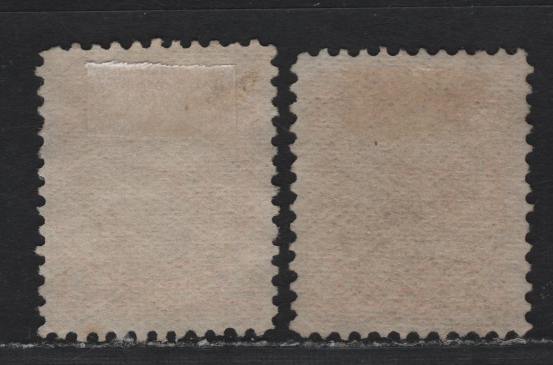 Lot 14 (C) Canada #35i 1c Deep Dull Yellow - Bright Yellow Queen Victoria, 1870-1893 Small Queen Issue, 2 Very Fine Used Singles, Mid Montreal Printings, Horizontal Wove Paper With Clear Horizontal Mesh & Pos. Dots In The LL Corner, Perfs 12.1 & 12.