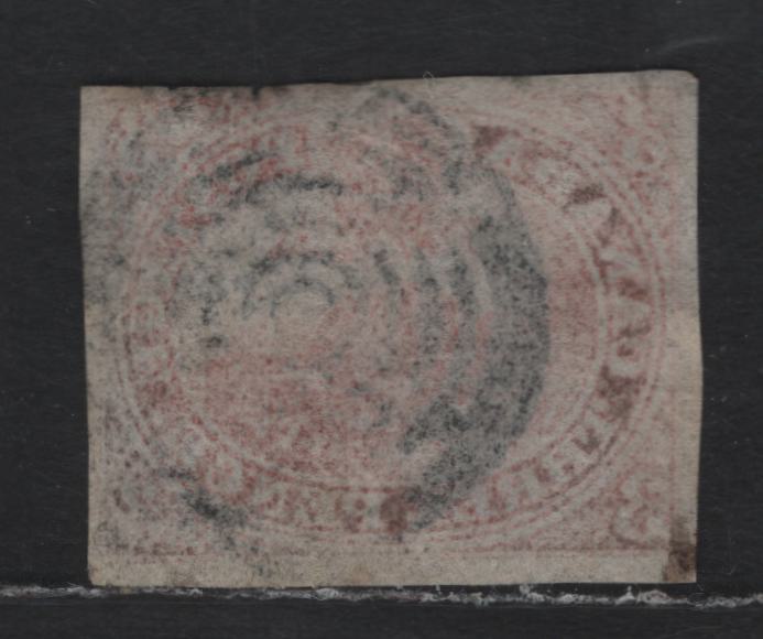 Lot 151 Canada (C) #1a 3d Orange Red Beaver, 1851 Pence Issue, A Fine Used Single, Laid Paper, Very Feint Horizontal Lines, Large Margins on 3 Sides, Tiny Nick In Top Margin That Just Touches The Frameline, But Is Not In.