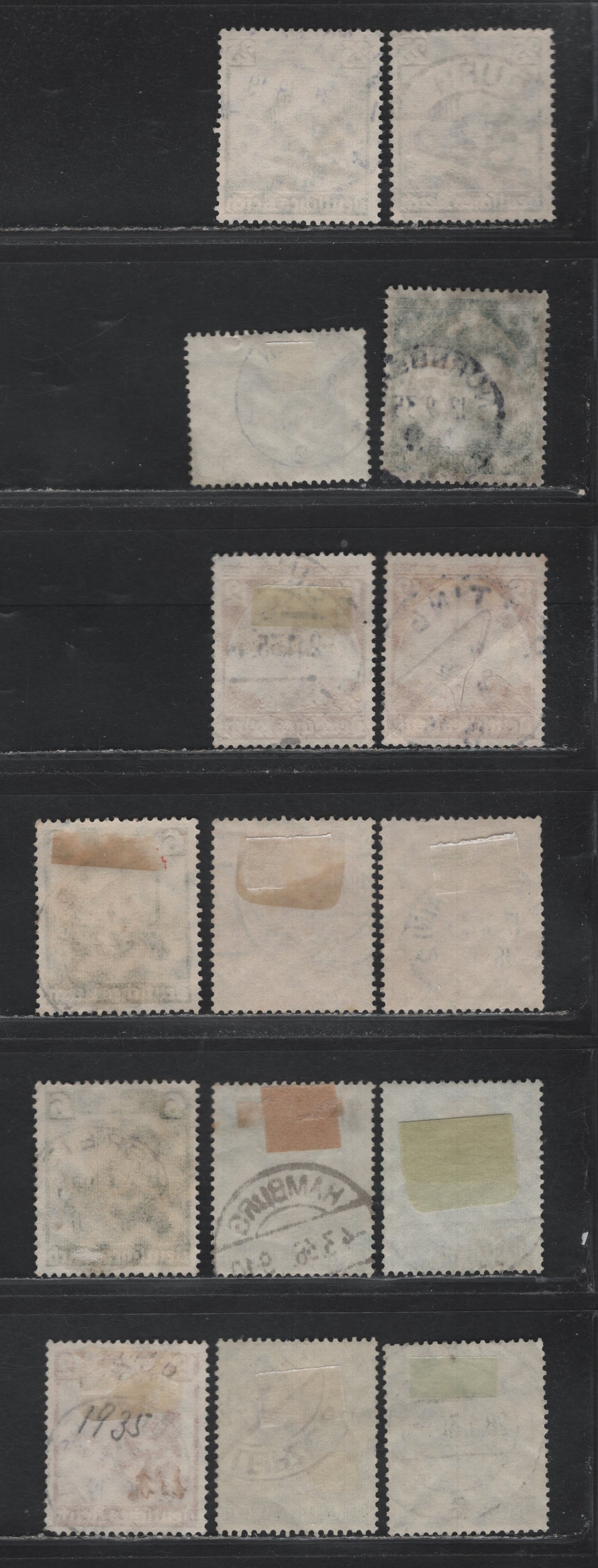 Lot 179 Germany SC#459/469 (580/603) 6pf - 40pf Dark Green - Dark Ultramarine , 1935-1936 German Railway Centenaru - Lufthanda 10th Anniv Issues, 15 Fine/Very Fine Used Singles, All With Readable, SON Town Cancels
