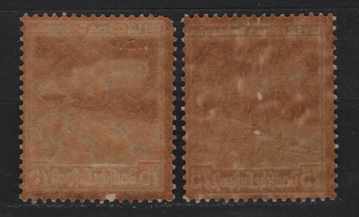 Lot 249 Germany SC#C58 (607x, 607y) 75pf Dull Green , 1934 Airmail Issue, 2 VG/FNH Singles, Wmk Swastika, Upper Hook To The Left & Right, Both With Original Gum Containing Sulphuric Acid.