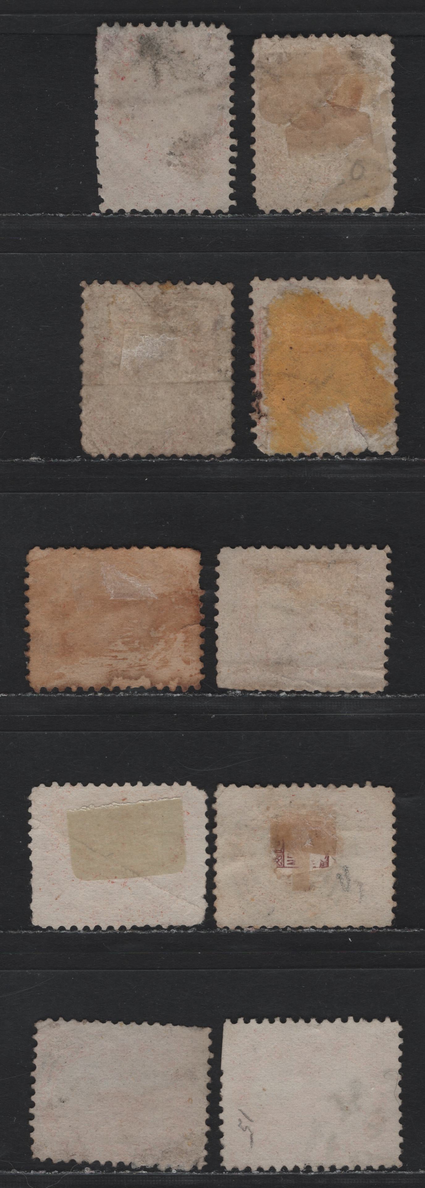 Lot 3 (C) Canada #14, 15 1c - 5c Rose - Orange Red Queen Victoria - Beaver, 1859-1864 First Cents Issue, 10 Ungraded Used Singles, Study Group of 4x1c & 6x5c, Completely Unchecked As To Specific Paper Types or Perfs, Small To Moderate Faults.