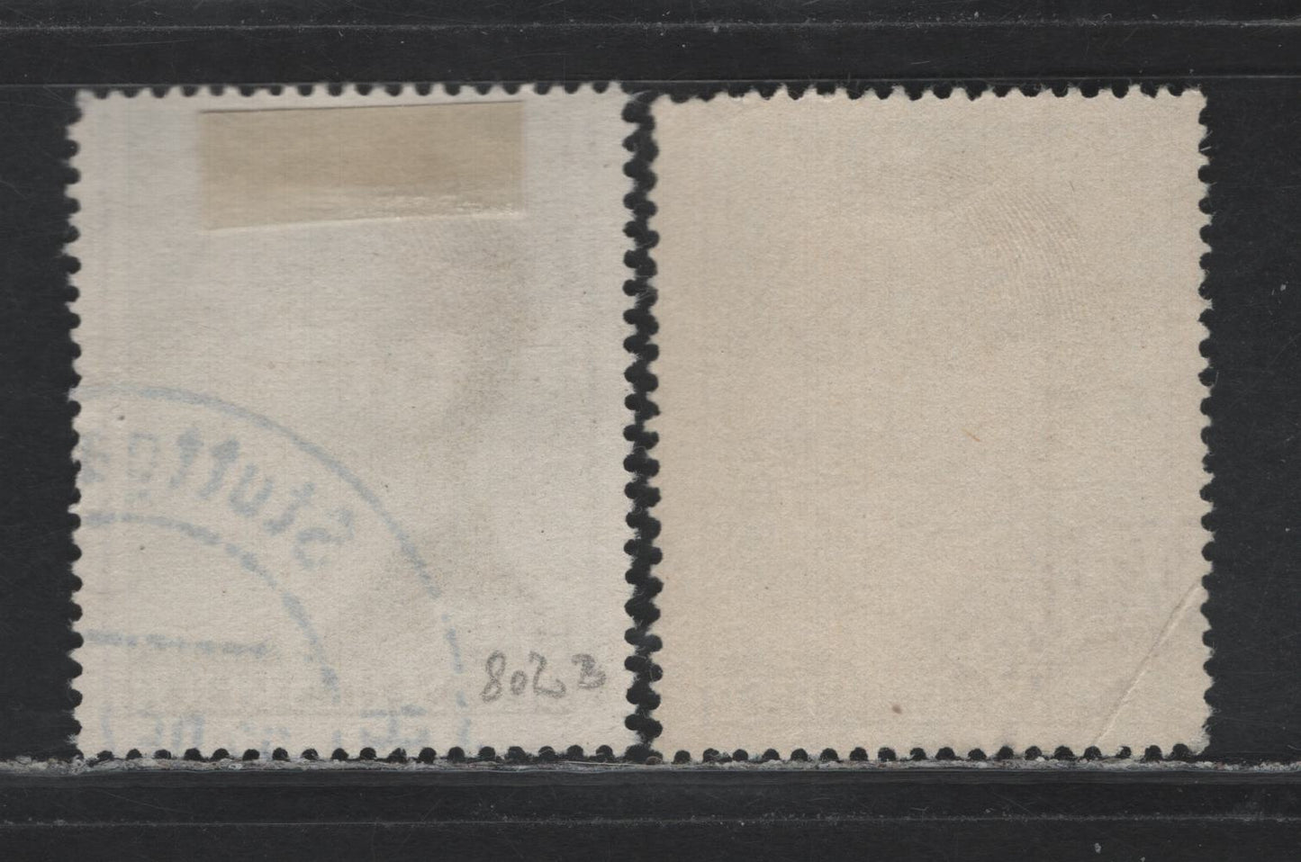 Lot 312 Germany SC#524, 527a (799B, 802B) 1rm - 5m Dark Slate Green - Dark Blue , 1941-1944 Hitler Heads Issue, 2 Fine/Very Fine Used Singles, Perf 14
