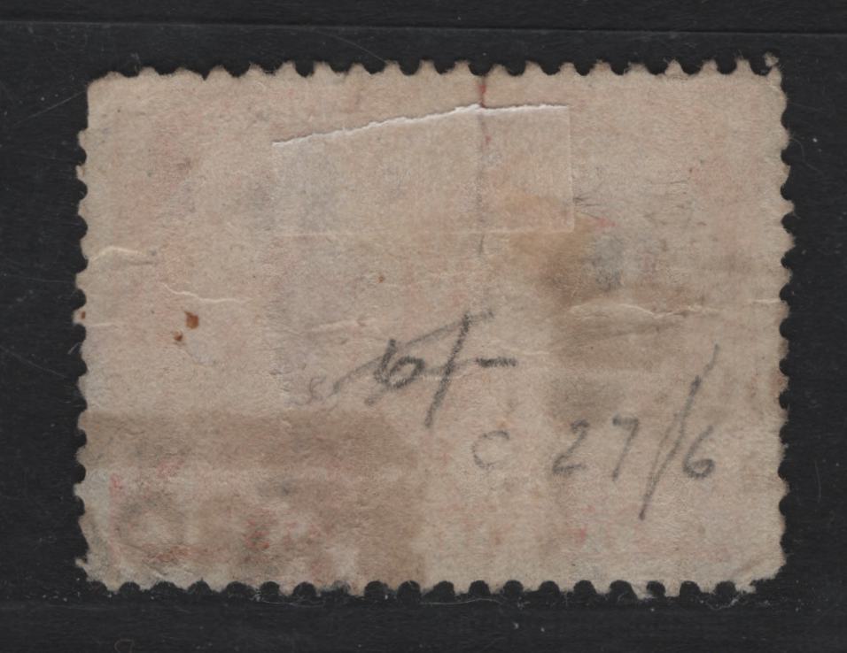 Lot 67 Canada #59i 20c Deep Vermillion Queen Victoria, 1897 Diamond Jubilee Issue, A Fair Used Single, ABN-AAAA Paper, Perf 11.9x12, Heavy Vertical Crease, Toronto Squared Circle Cancel.