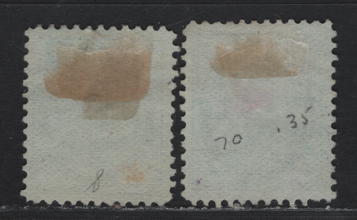 Lot 83 Canada (C) #70 5c Blue & Dark Blue Queen Victoria, 1897-1898 Maple Leaf Issue, 2 Fine/Very Fine Used Singles, ABN-FF Paper, Perf 12x11.9 & 11.9x12