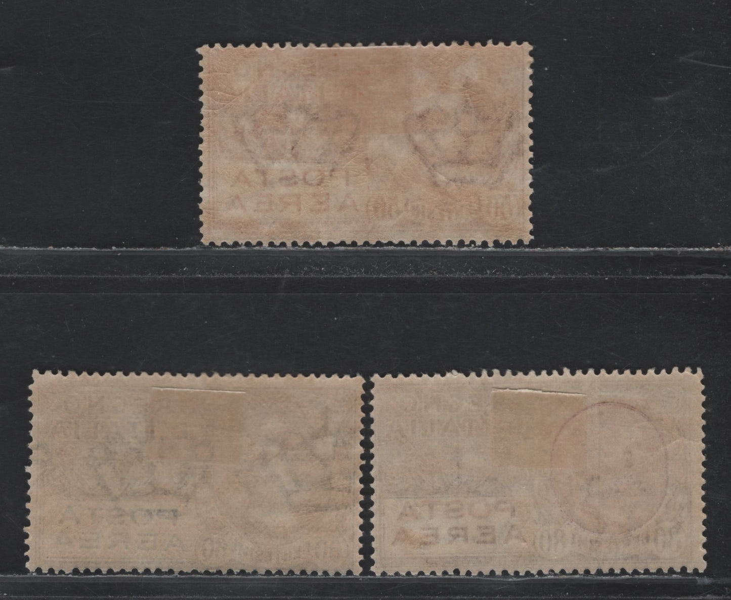 Lot 175 Italy SC#C3-C5 50c - 80c Rose Red - Brown Violet & Brown, 1926-1928 Victor Emmanuel III Airmail Issue, 3 FOG Singles