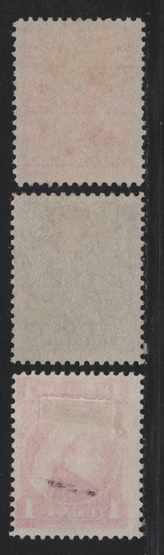 Lot 230 Newfoundland #79, 82, 85 1c - 5c Carmine Rose - Blue, 1897-1901 Royal Family Issue, 3 Fine/Very Fine Unused Singles, ABNN-E & ABNN-S Papers, Unchecked As To Specific Perfs