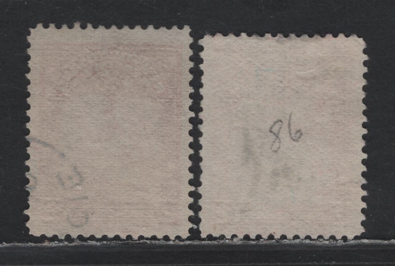 Lot 234 Newfoundland #86 2c Rose Carmine, 1908 Map of Newfoundland Issue, 2 Very Fine Used Singles, Grayish Horizontal Wove Paper, Unchecked As To Exact Type Or Perf, Both A Slightly Different Shade.