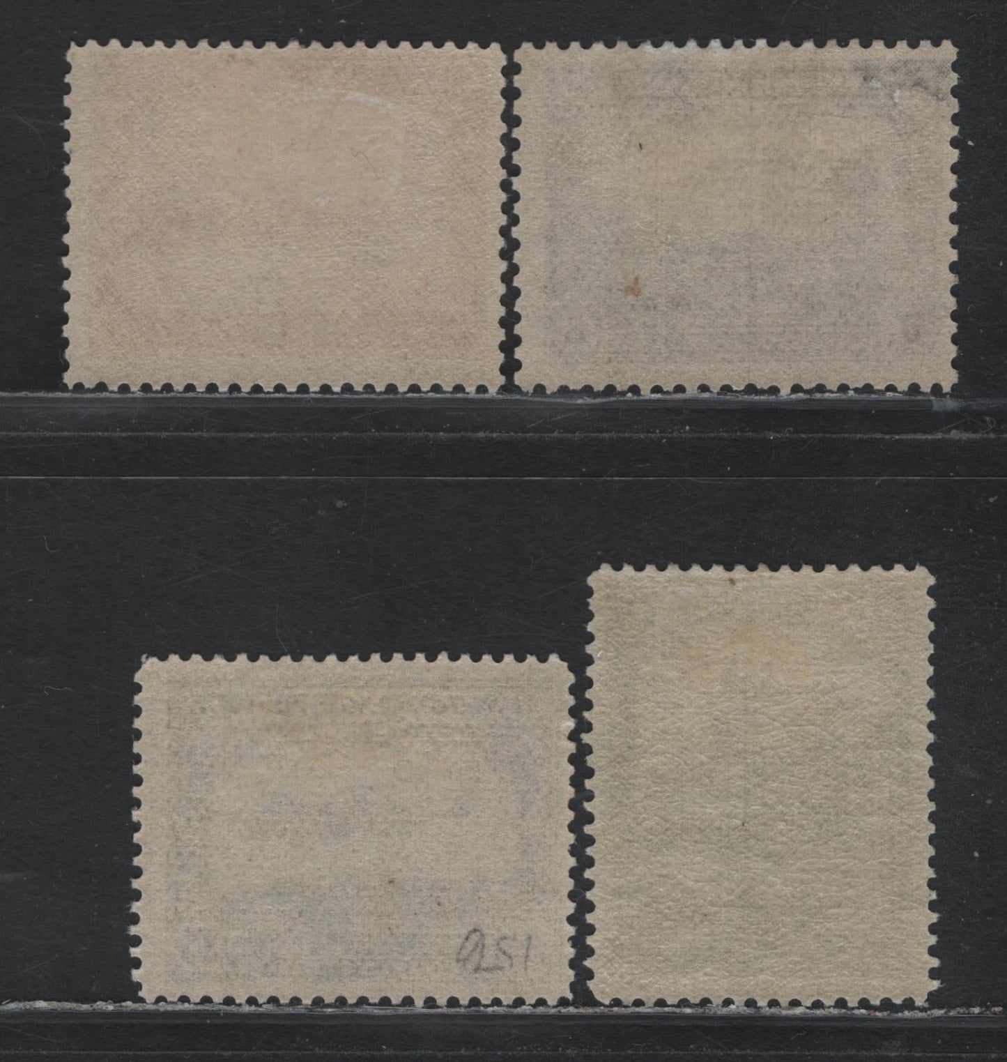 Lot 251 Newfoundland (C) #150-151, 156, 158 6c - 28c Ultramarine - Gray Green, 1928 1st Publicity Issue, 4 F/VFOG Singles, Various Papers & Perfs