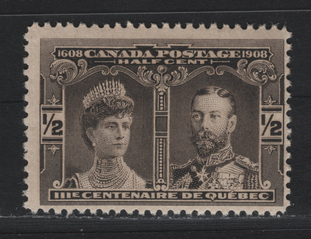 Lot 20 Canada #96 1/2c Black Brown, 1908 Quebec Tercentenary Issue, A FNH Single, ABN-A Paper